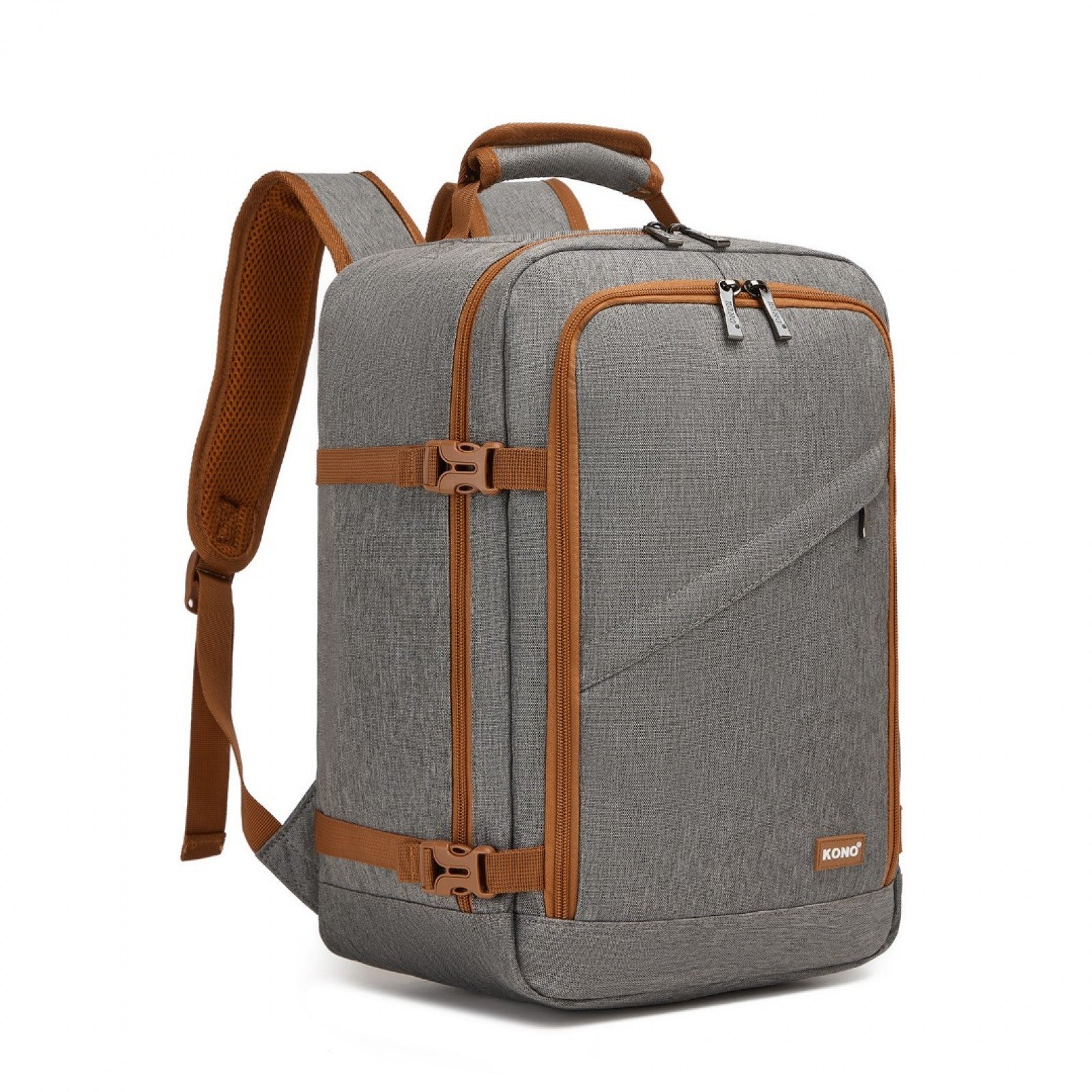 Kono Multi-purpose Business Carry-On Backpack–Fits 15.6" Laptop, Ideal for Work, Travel & Daily Commute - Grey and Brown