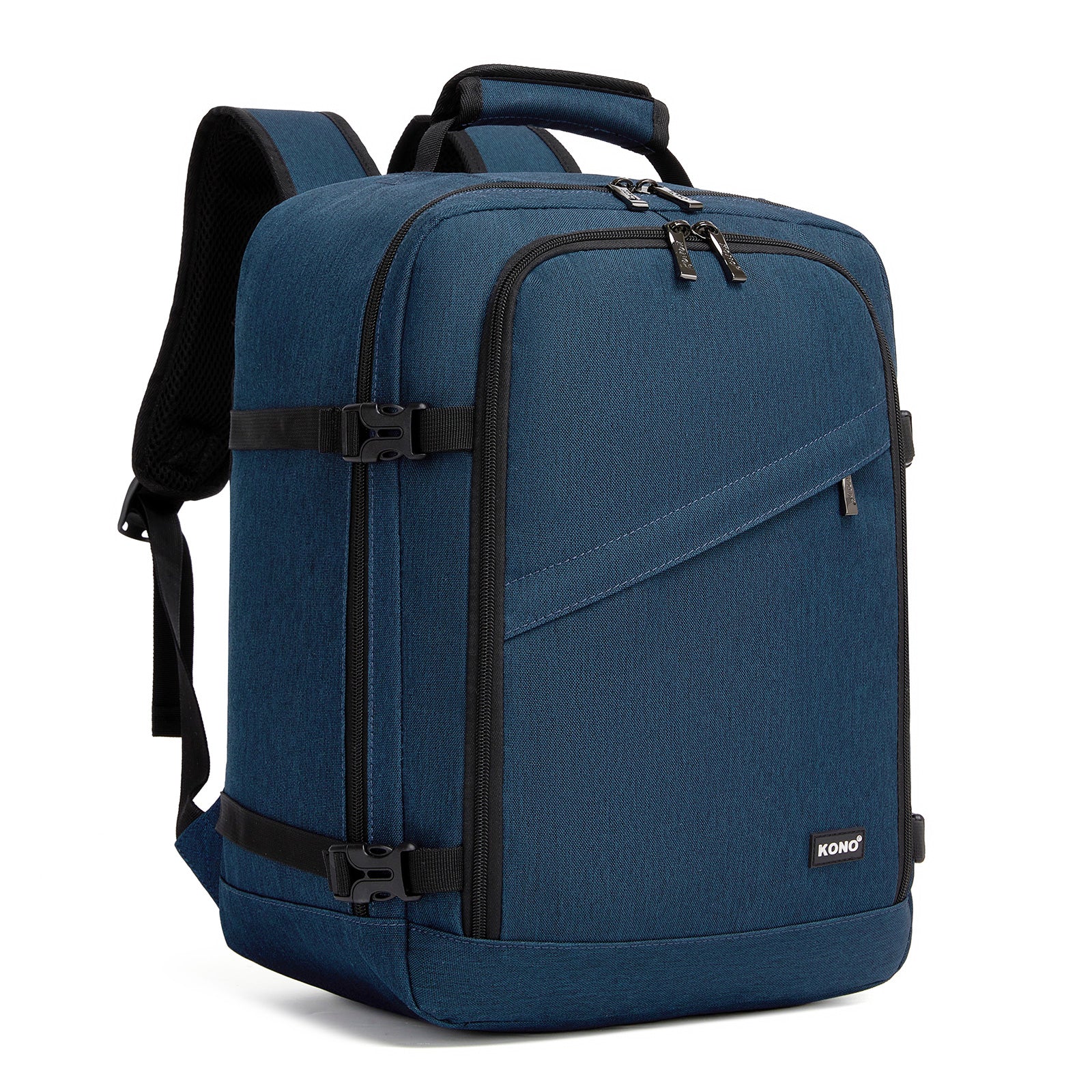 Kono Flexible Cabin Backpack 30×20×40-Fits 15.6" Laptop, Clamshell Access-Great for Holidays, Work Trips & Commuting - Navy