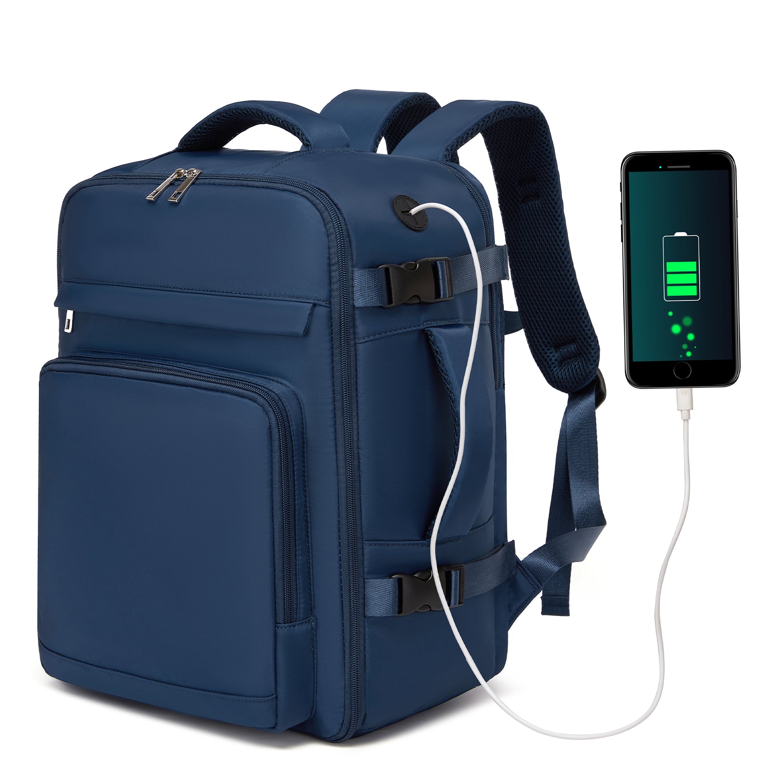 Kono Cabin Travel Backpack 40×20×30?cm – Water-Resistant, Multi-Compartment, Padded Laptop, Anti-Theft, Carry-On Tote - Navy