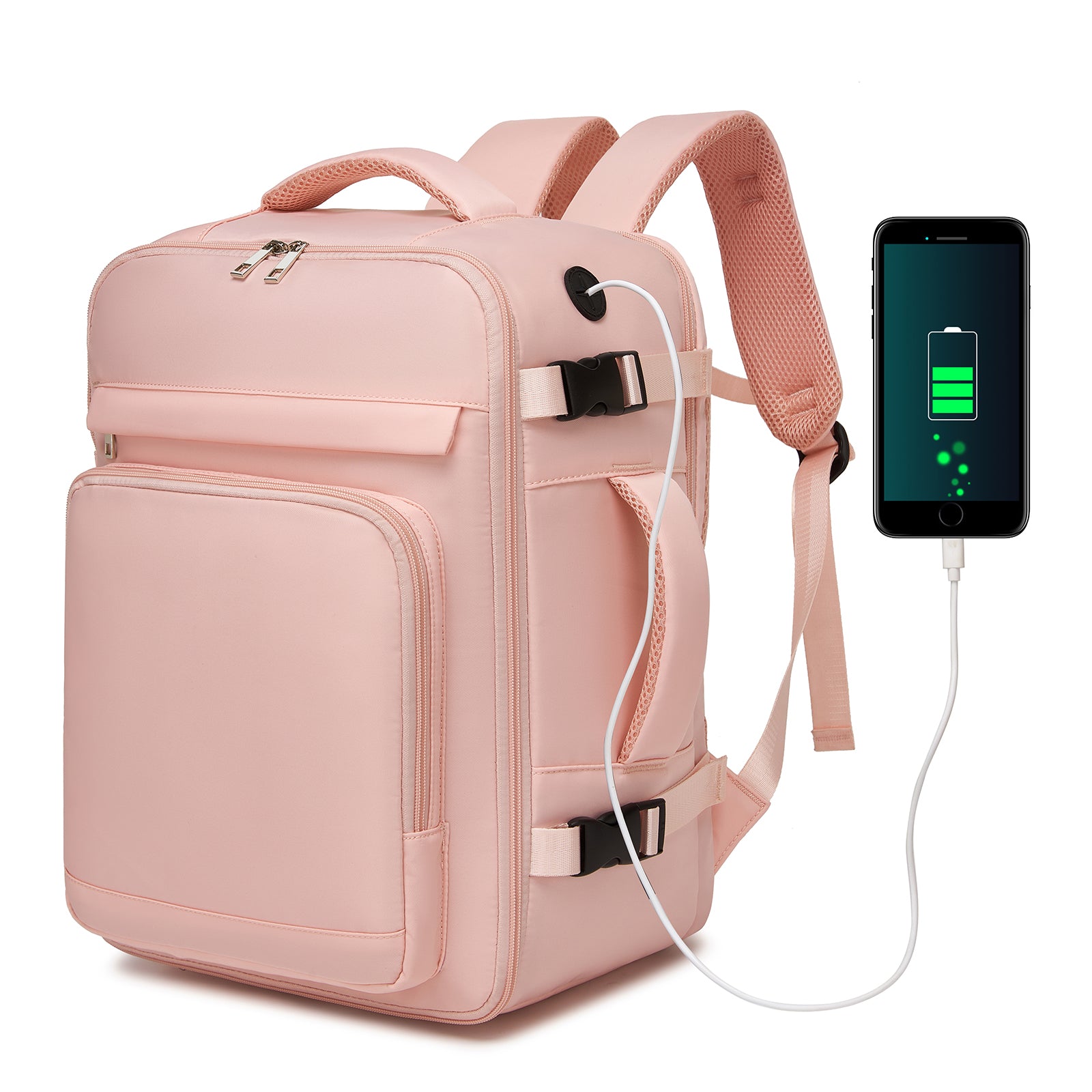 Kono Cabin Travel Backpack 40×20×30?cm – Water-Resistant, Multi-Compartment, Padded Laptop, Anti-Theft, Carry-On Tote - Pink