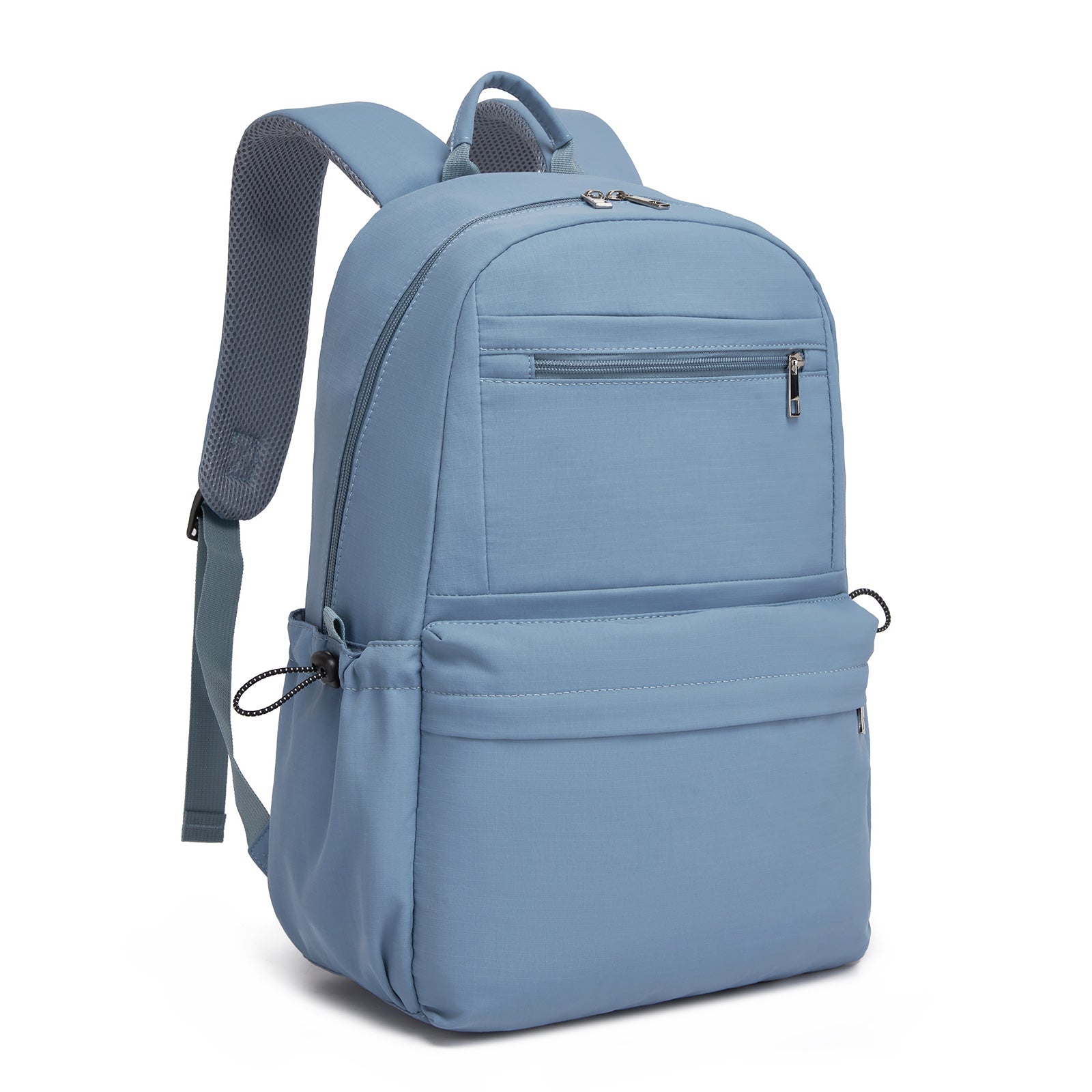 KONO Stylish Solid-Color Casual Backpack for School and Weekend Trips with Multi-Pocket Storage - Blue