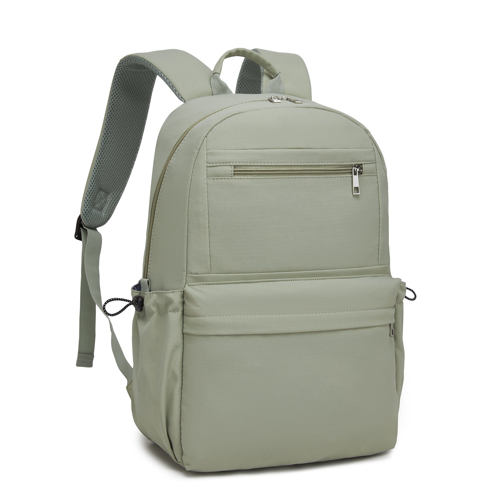 KONO Stylish Solid-Color Casual Backpack for School and Weekend Trips with Multi-Pocket Storage - Green