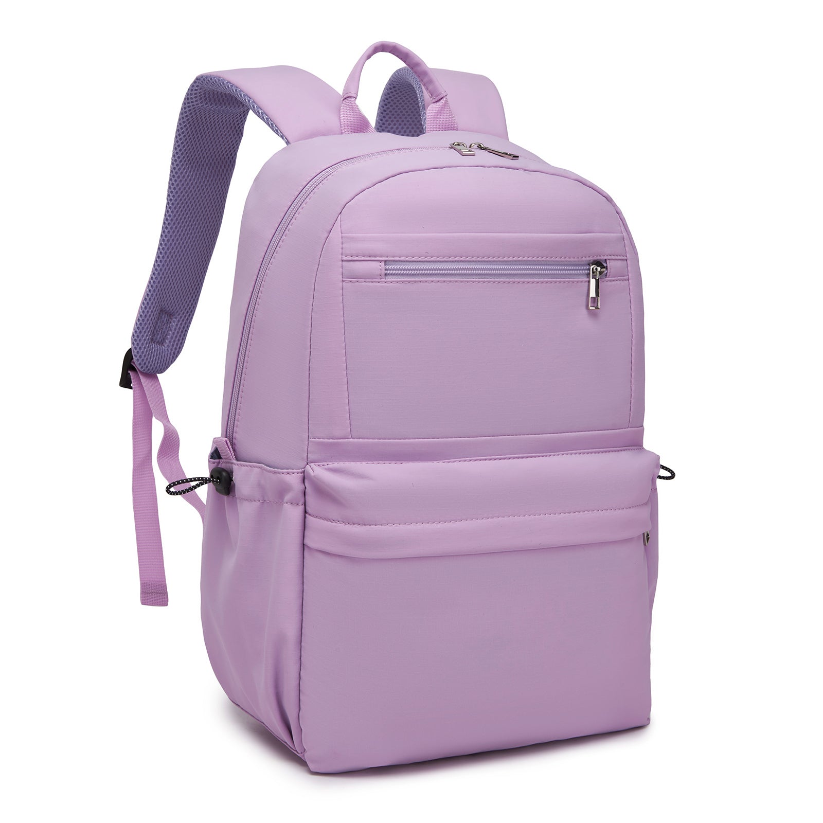 KONO Stylish Solid-Color Casual Backpack for School and Weekend Trips with Multi-Pocket Storage - Purple