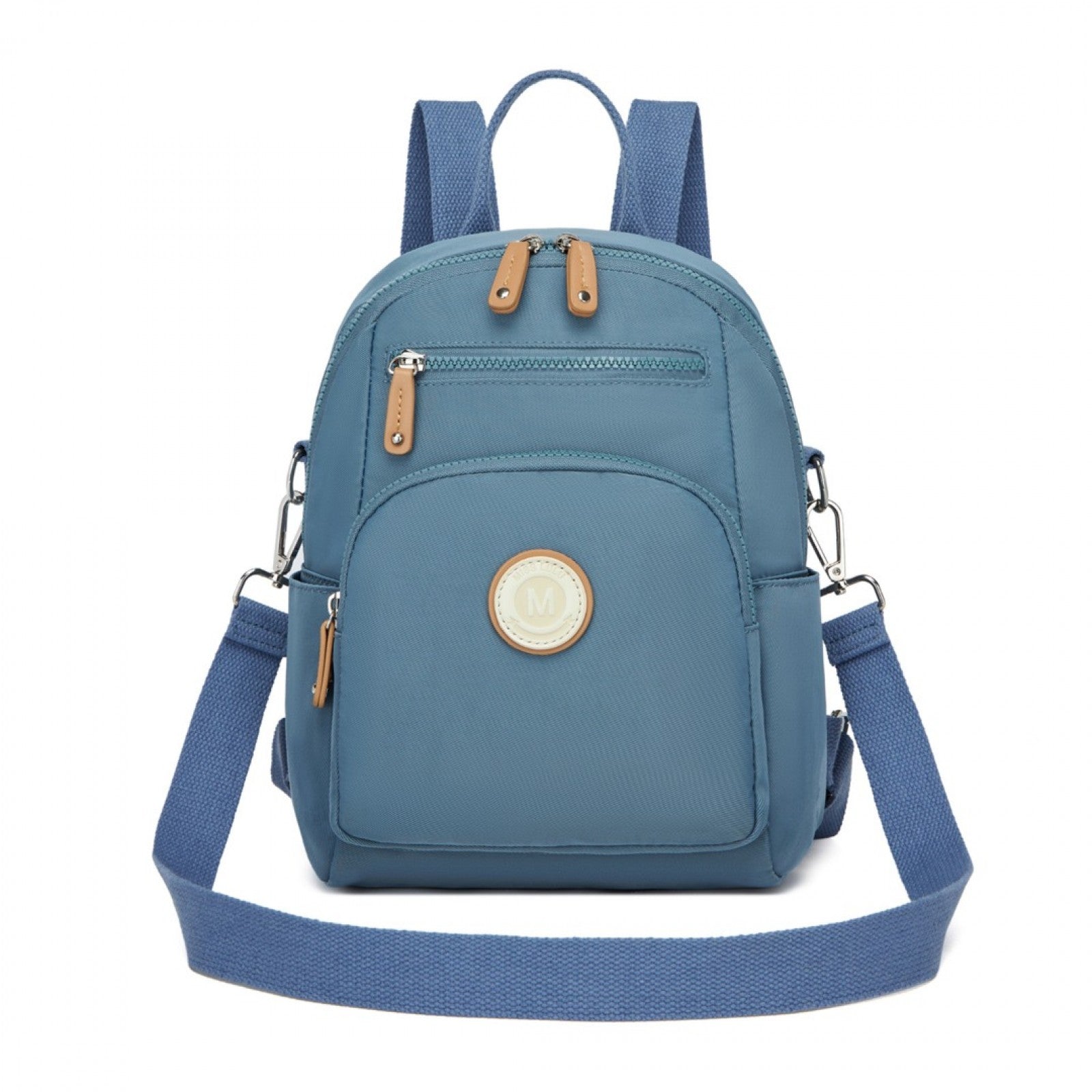 Miss Lulu 3-in-1 Convertible Backpack with Removable Long Strap – Wear as Backpack, Shoulder or Crossbody Bag - Blue