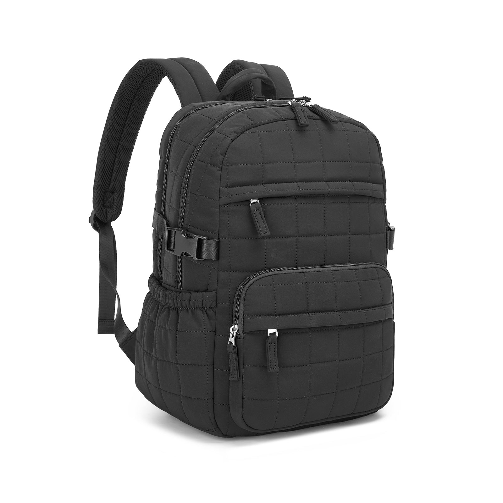 Miss Lulu Quilted Lightweight Backpack, Fits 15.6 Inch Notebook, Cabin Approved Underseat Carry On Bag - Black