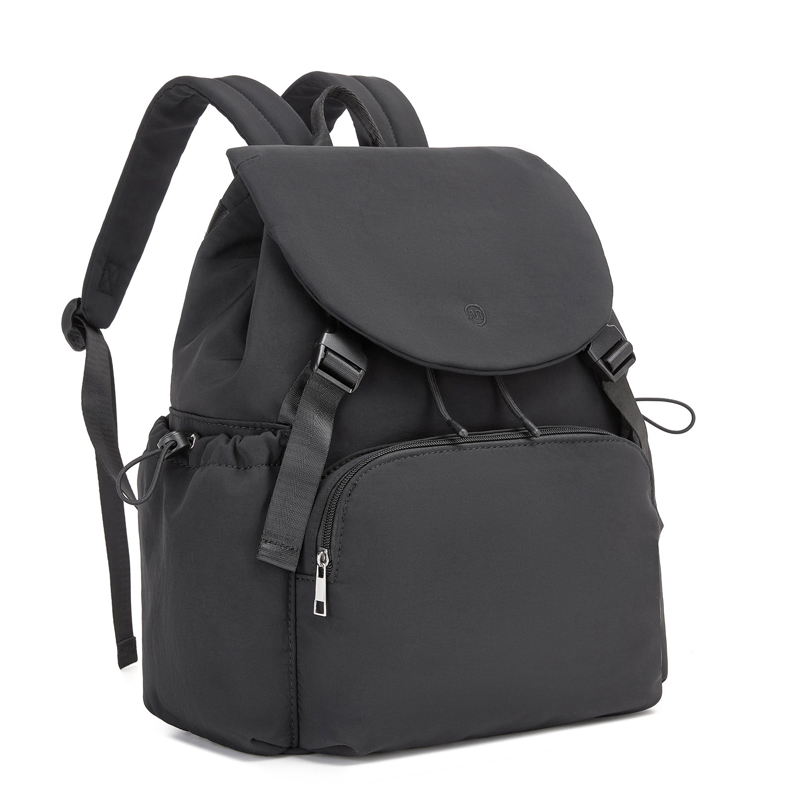 Miss Lulu Lightweight Nylon Drawstring Backpack – Casual Daily Rucksack with 13 Inch Laptop Sleeve for Travel & Commute - Black