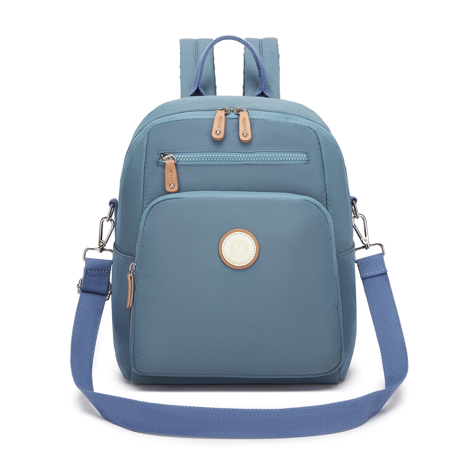 Miss Lulu Women's Backpack, Water-Resistant Nylon Convertible Shoulder and Crossbody Bag for Travel Work - Blue