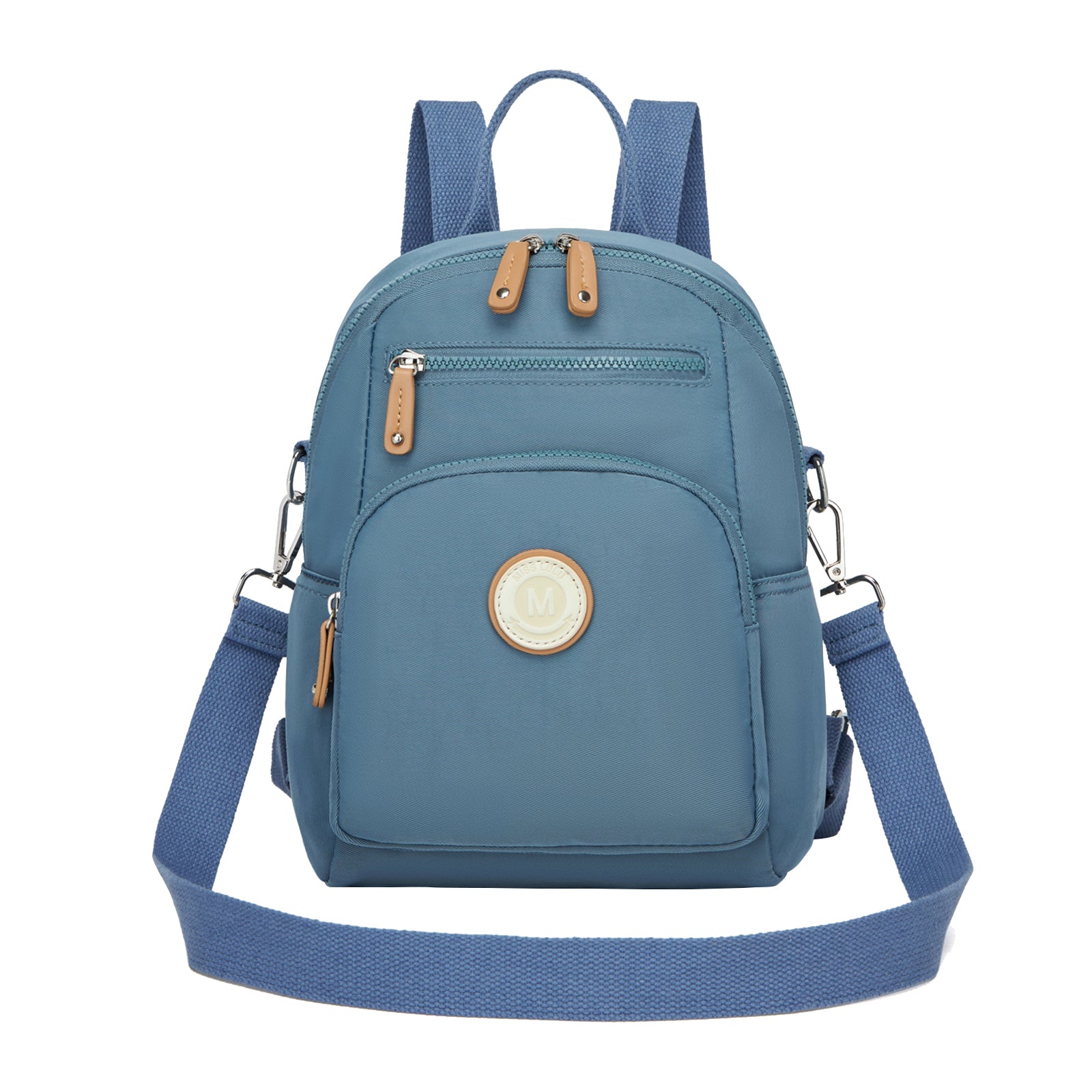 Miss Lulu 3-in-1 Convertible Backpack with Removable Long Strap - Wear as Backpack, Shoulder or Crossbody Bag - Blue