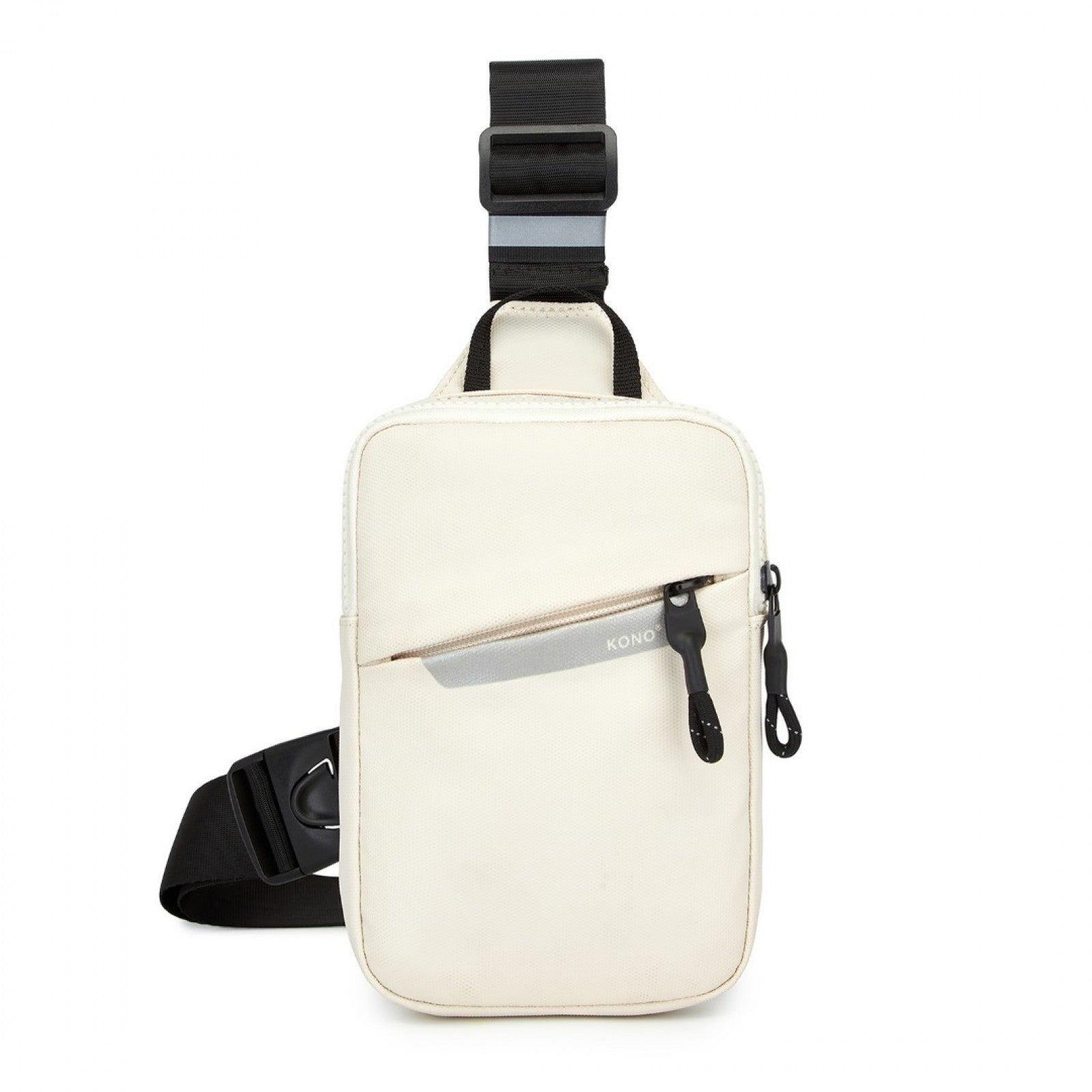 Kono Lightweight Crossbody Sling Bag with Adjustable Strap Multiple Pockets for Travel and Everyday Use - Beige