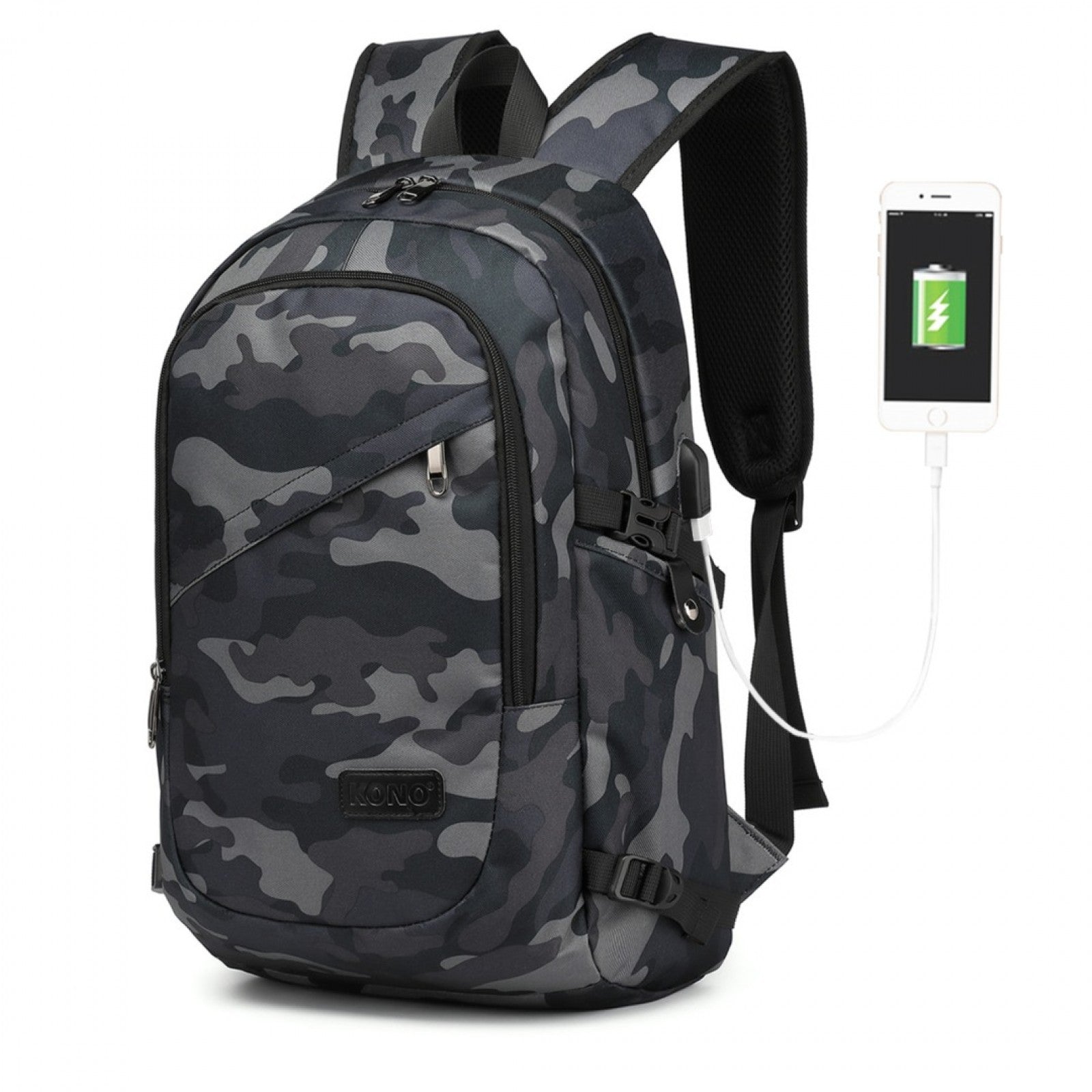 Kono Business Laptop Backpack with USB Charging Port - Camo