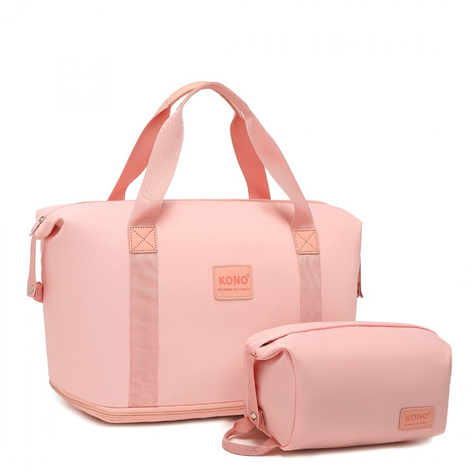 Kono Two Pieces Expandable Durable Waterproof Travel Duffel Bag Set - Pink