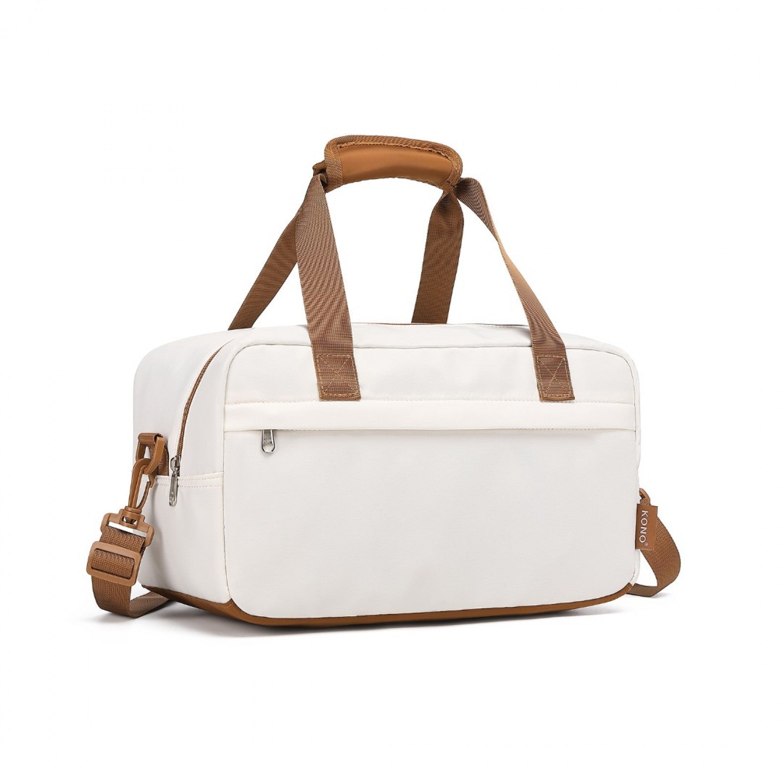 Kono Lightweight Water-Resistant Foldable Under Seat Travel Carry-on Duffel Bag Small - Beige And Brown