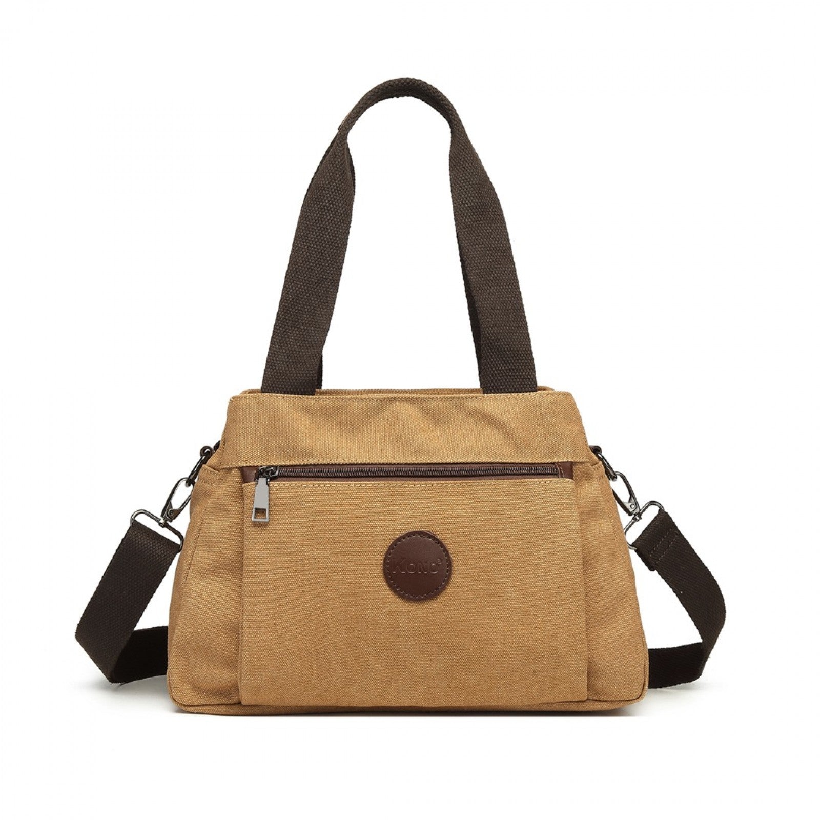 Kono Canvas Multi-Functional Cross Body Bag - Brown