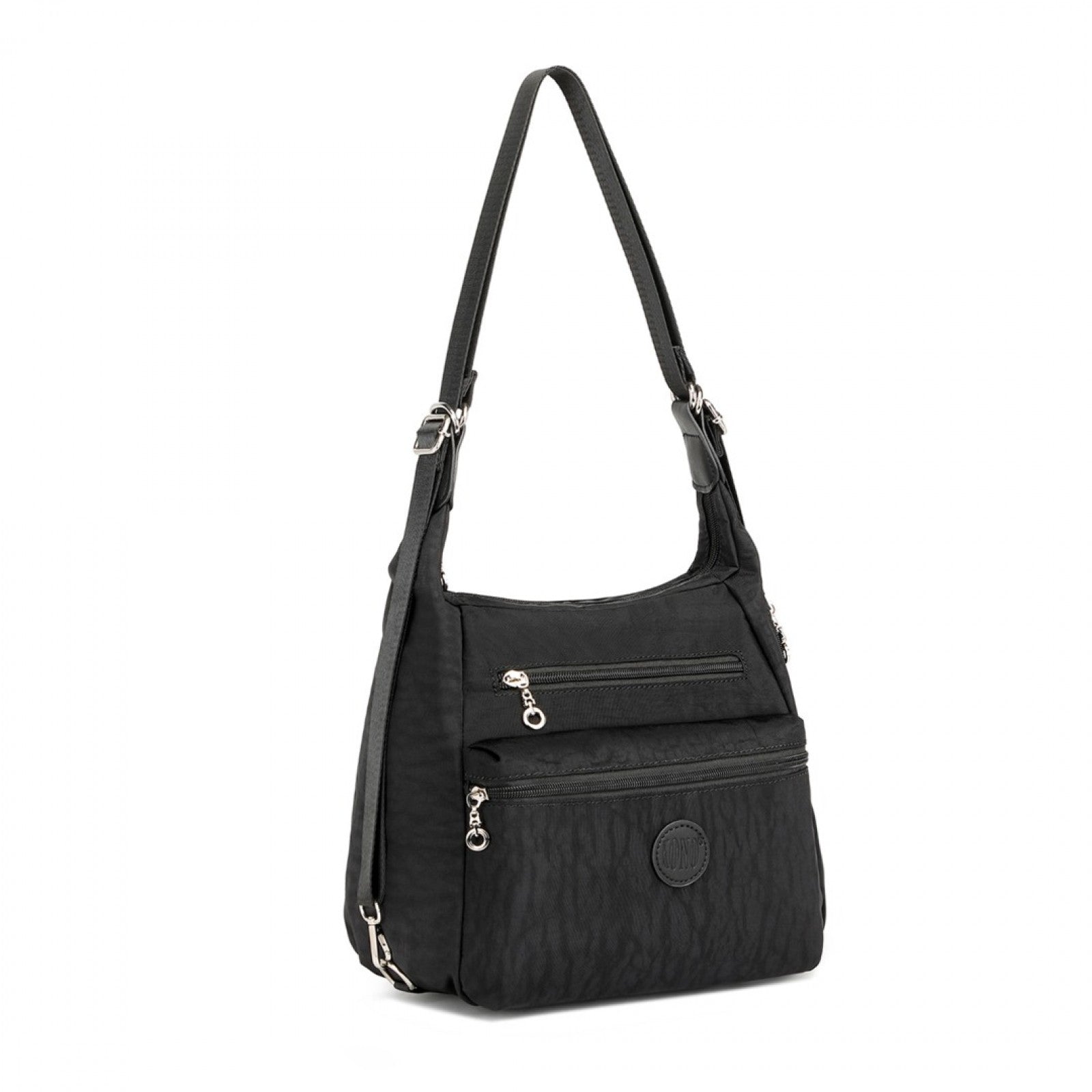 Kono Three Way Multipurpose Casual Shoulder Bag With Double Zippers - Black