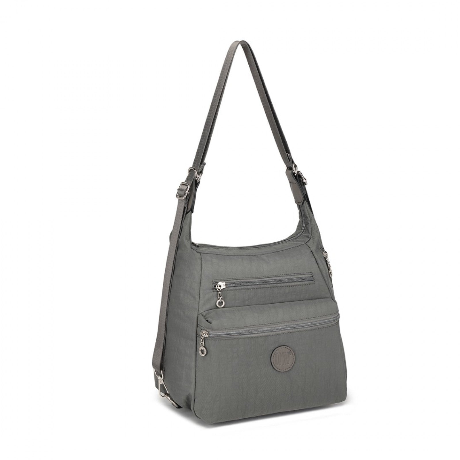 Kono Three Way Multipurpose Casual Shoulder Bag With Double Zippers - Grey