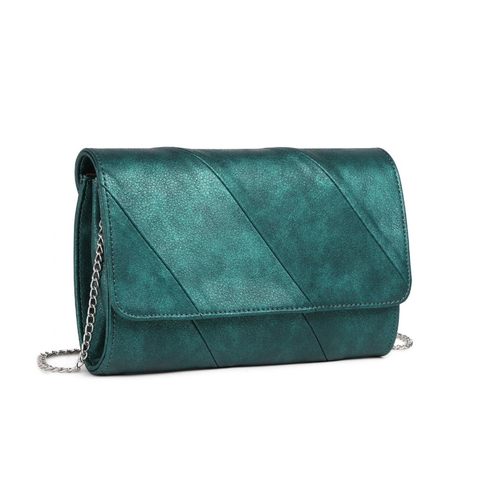 Miss Lulu Stylish Twill Clutch Leather Chain Evening Bag - Green