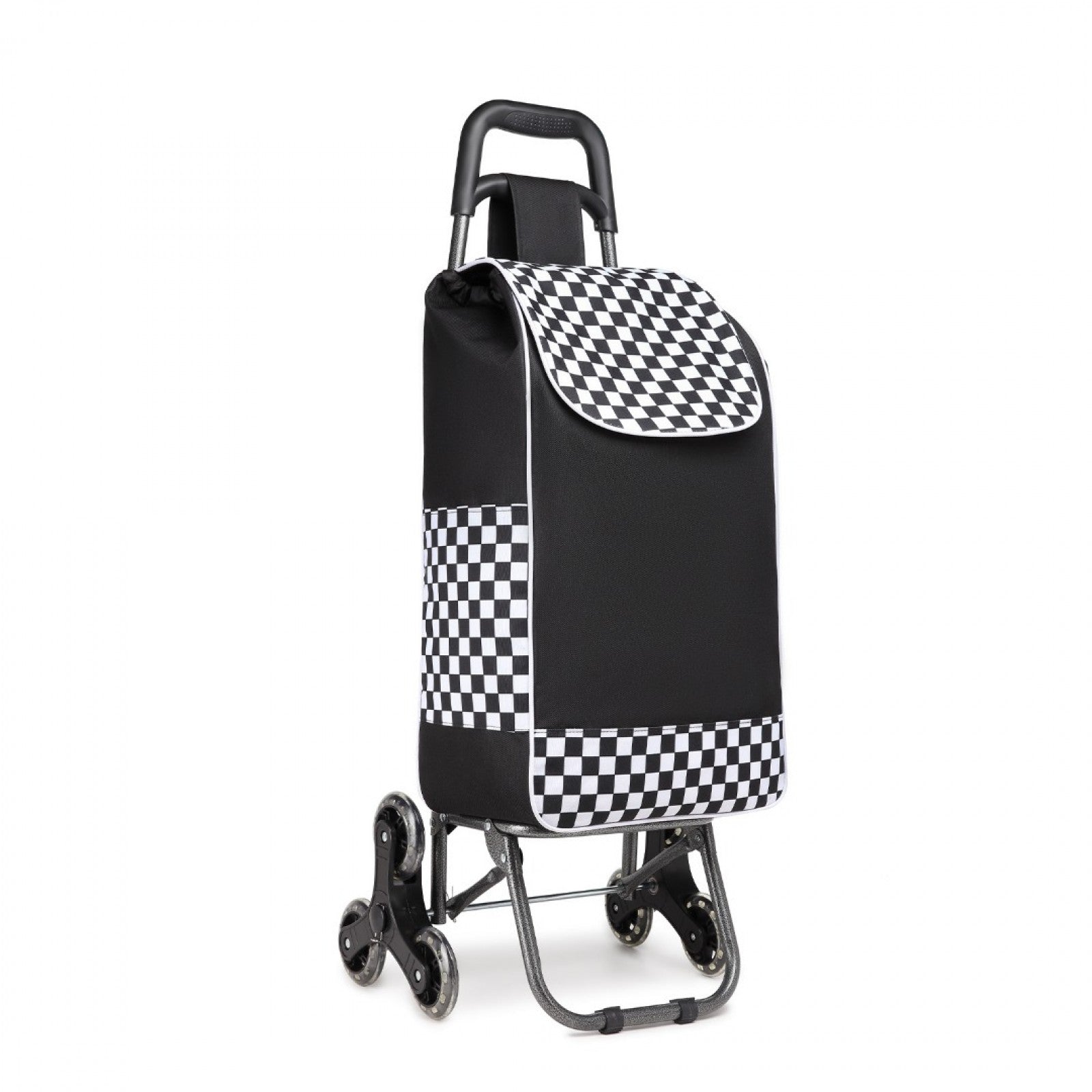 Kono 6 Wheel Push Shopping Trolley - Black