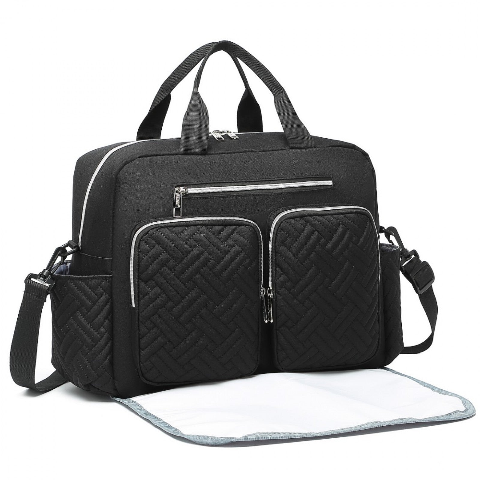Kono Versatile Diaper Changing Tote Bag with Built-In Changing Mat Thermal Insulation Waterproof Design - Black