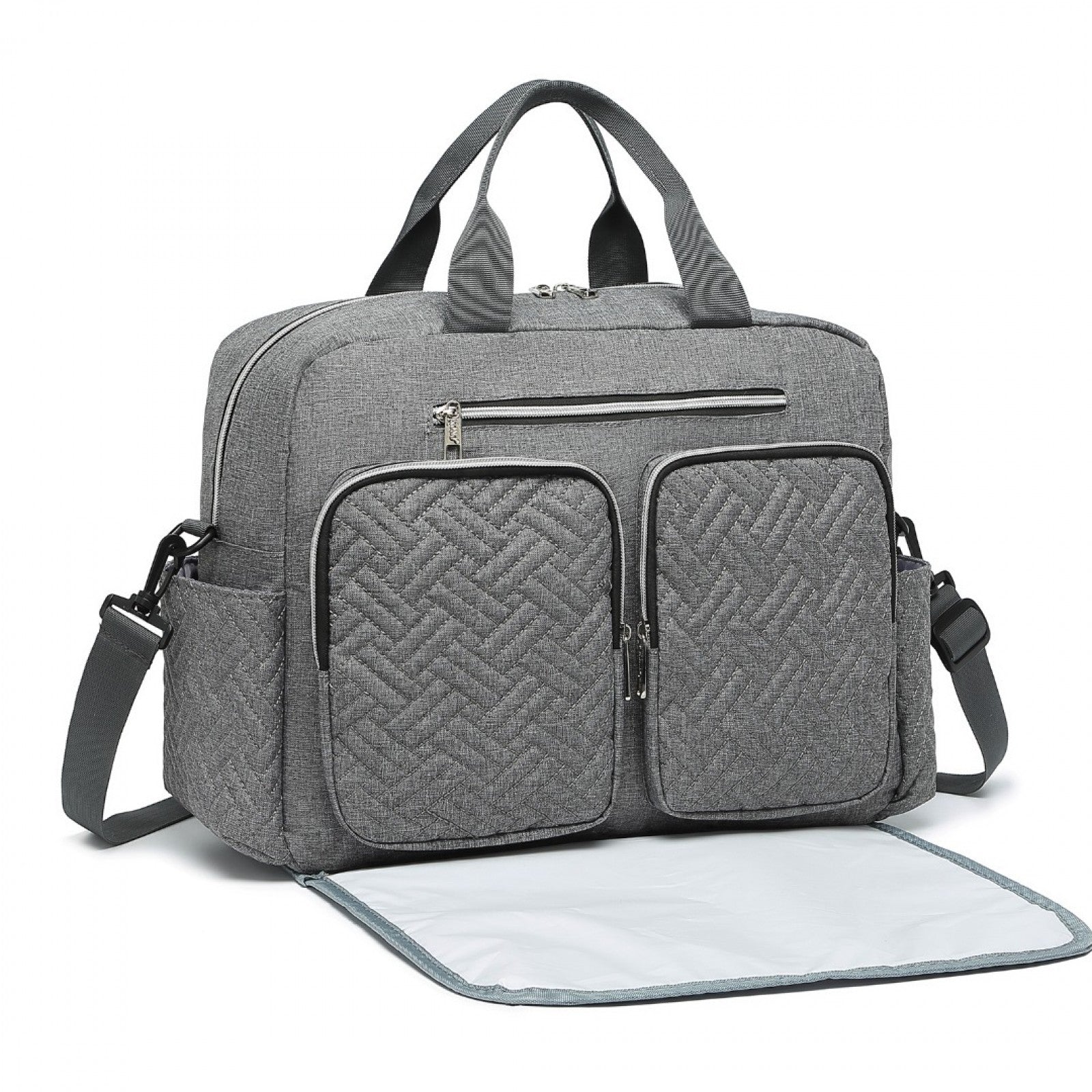 Kono Versatile Diaper Changing Tote Bag with Built-In Changing Mat Thermal Insulation Waterproof Design - Grey