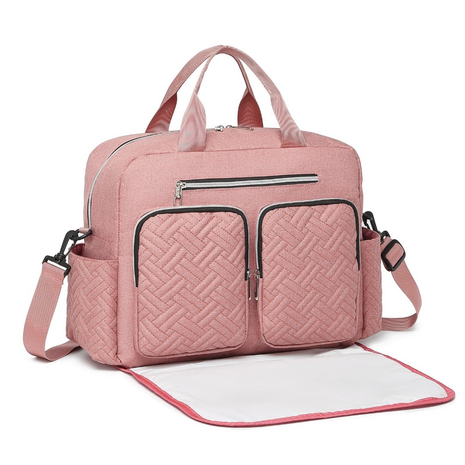 Kono Versatile Diaper Changing Tote Bag with Built-In Changing Mat Thermal Insulation Waterproof Design - Pink