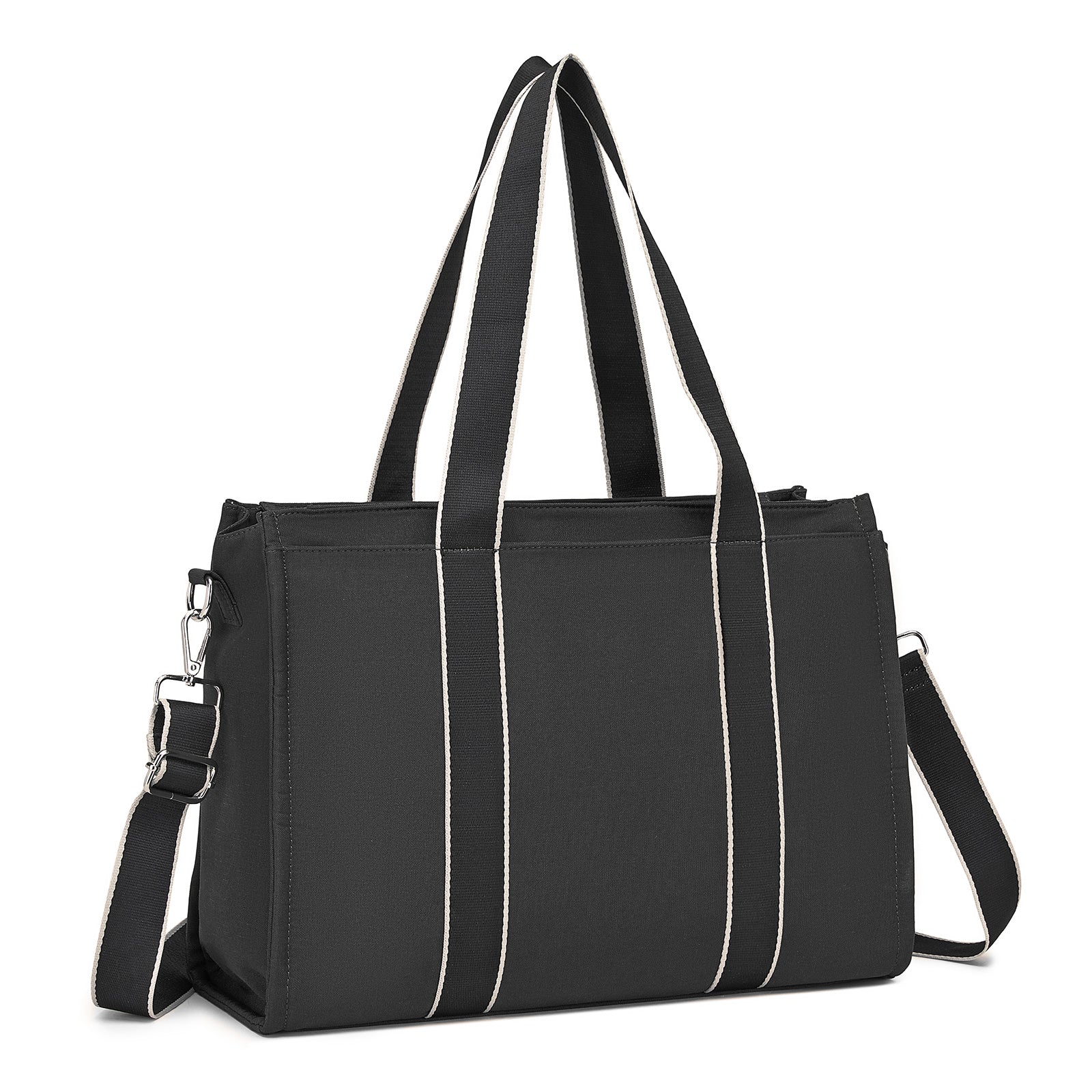 Miss Lulu Wearproof Large Capacity Tote Bag with 15.6” Laptop Sleeve, Dual Carry Options for Business and Everyday Use - Black