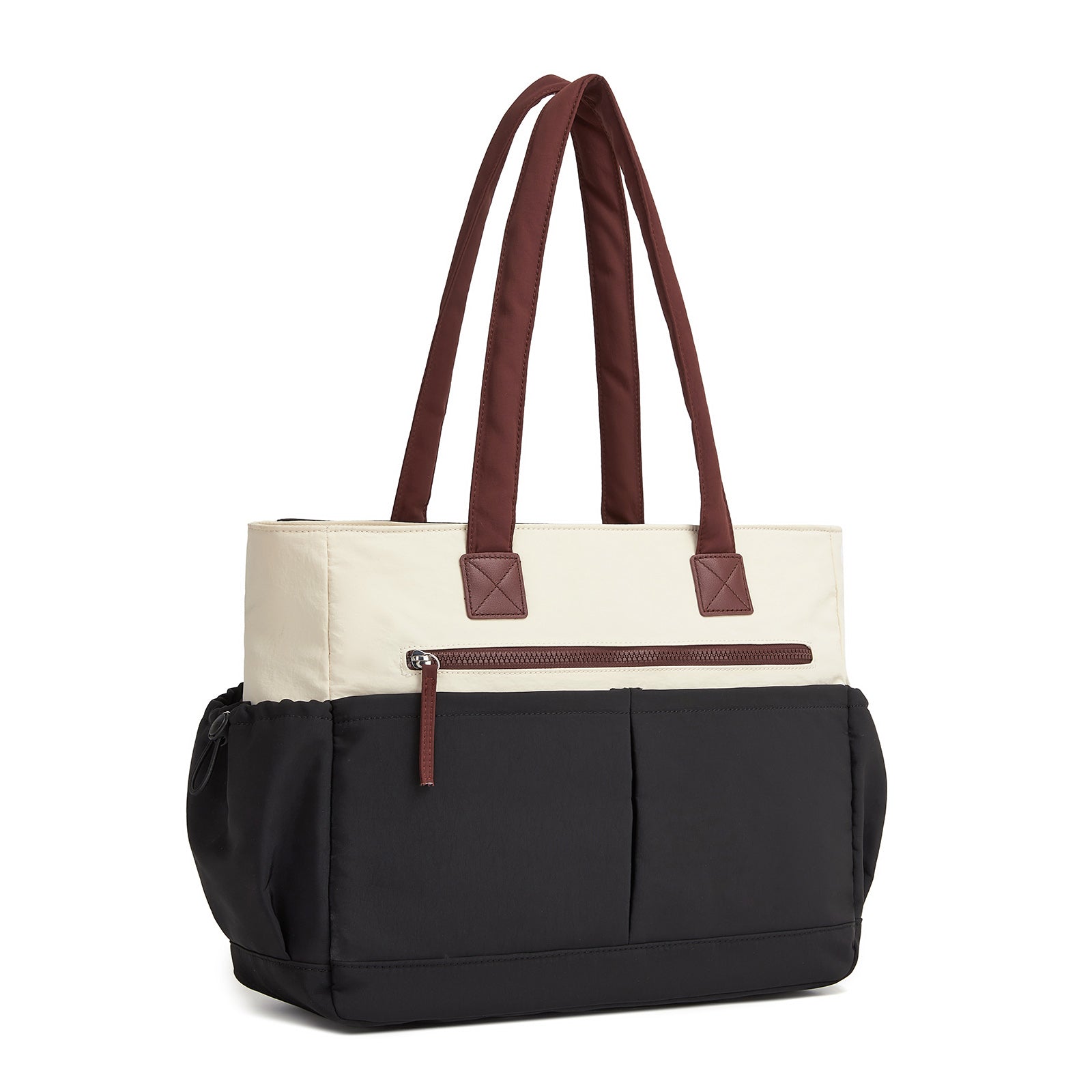 Miss Lulu Chic Roomy Ladies Shoulder Tote Bag, with 15.6-inch Laptop Sleeve and Luggage Strap for Daily Use - Beige And Black