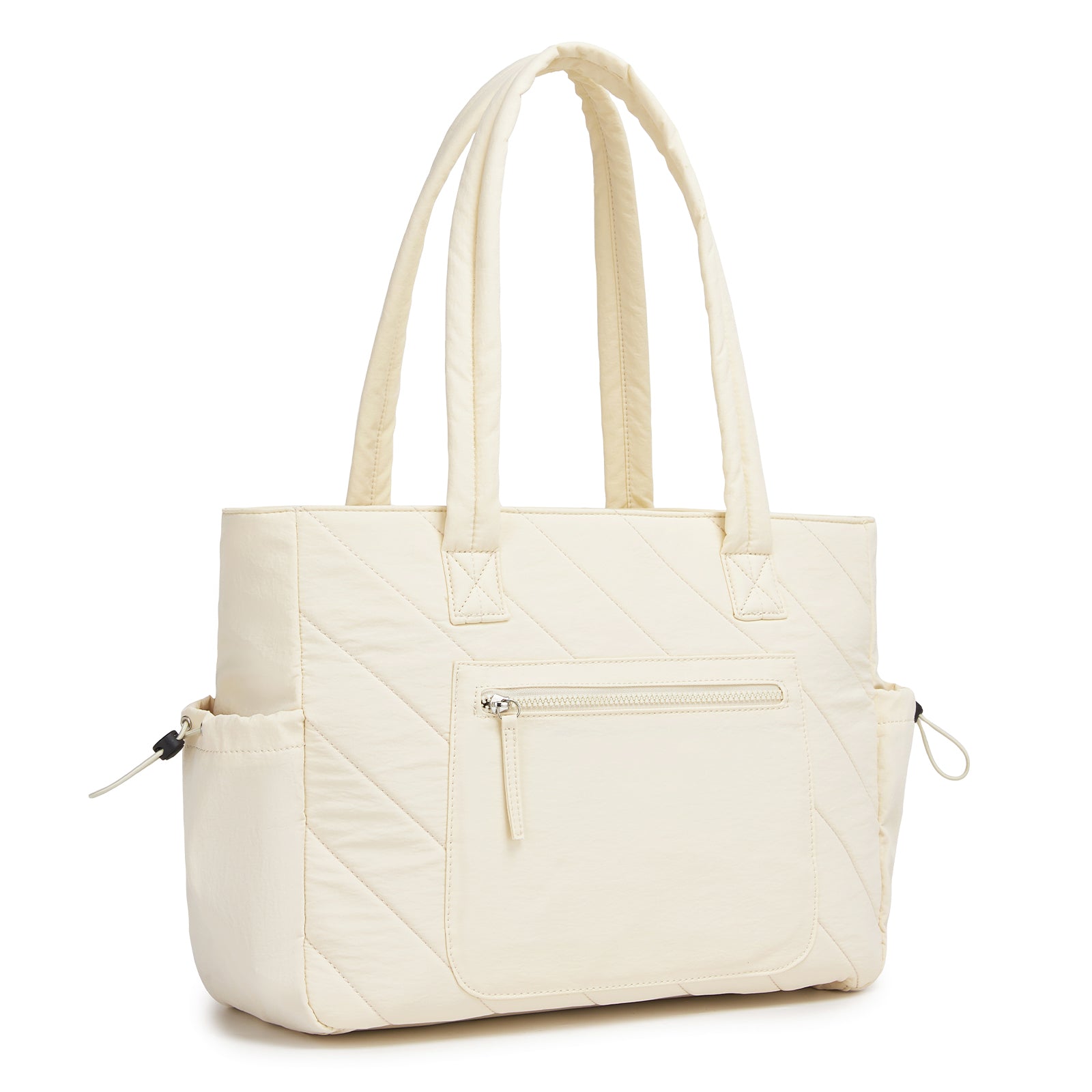 Miss Lulu Minimalist Durable Shoulder Bag for Work, School & Travel with Laptop Sleeve and Multiple Pockets - Beige