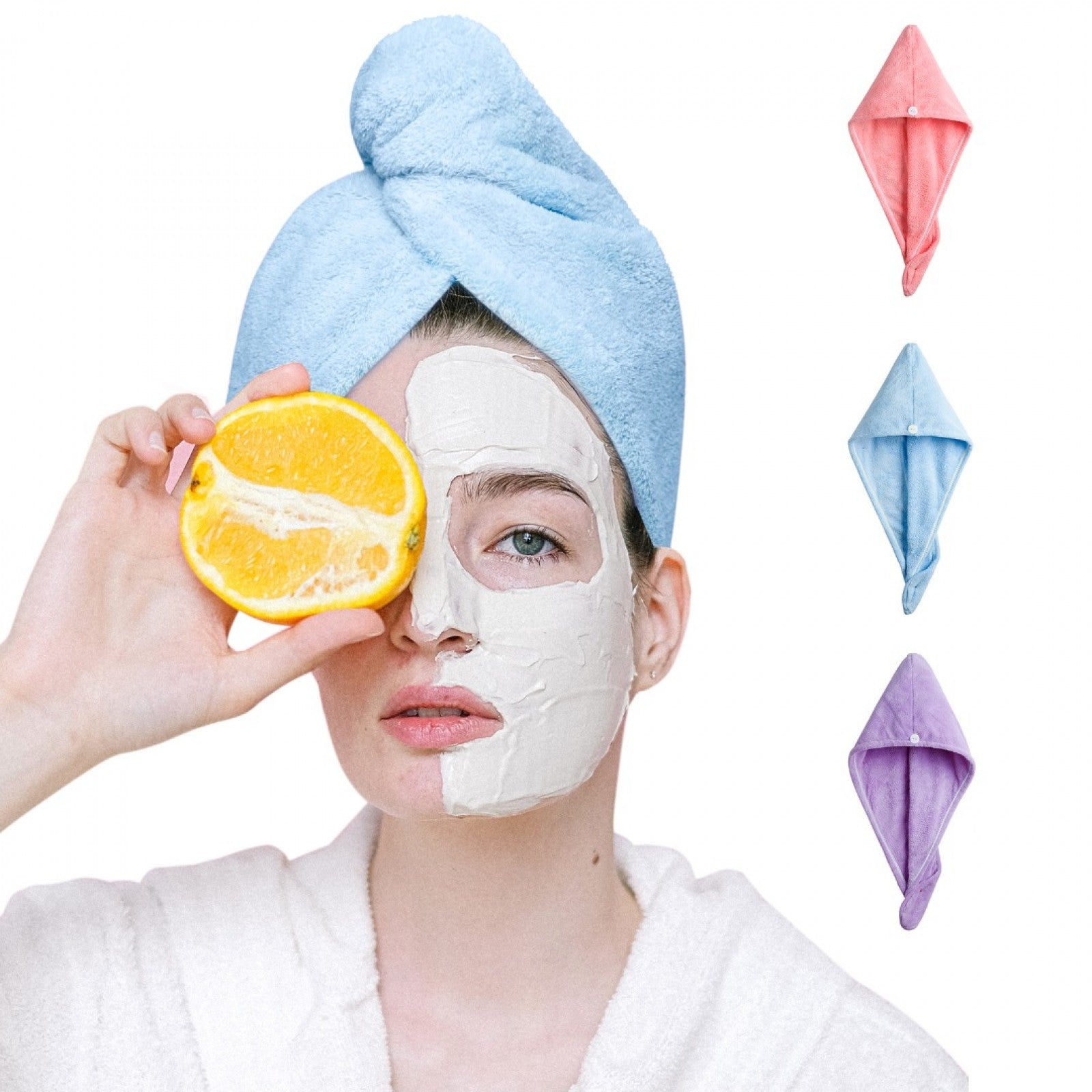 3 Pack Absorbent Microfibre Hair Turban With Button Design