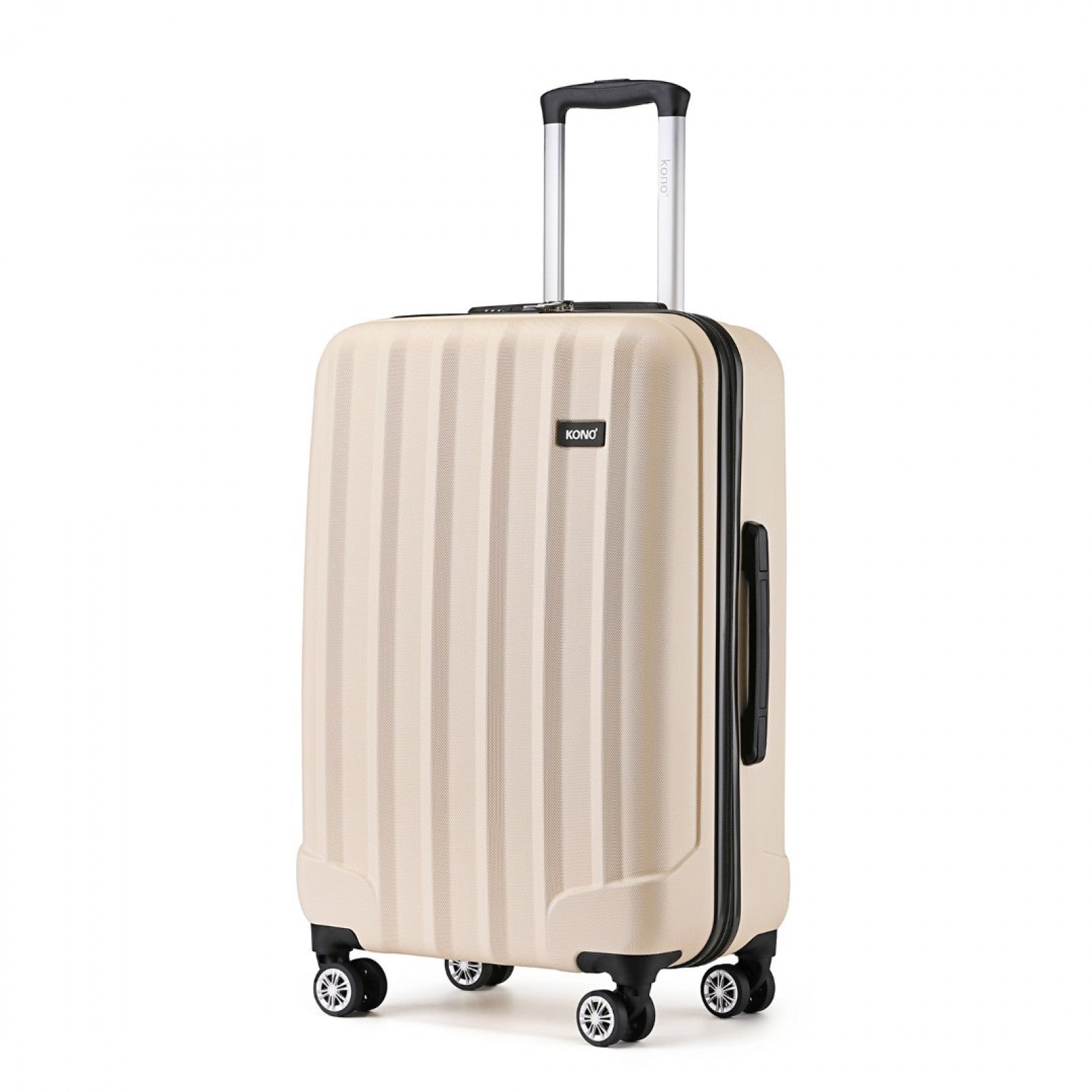 Kono 24 Inch Striped ABS+PC Hard Shell Luggage with 360-Degree Spinner Wheels - Beige