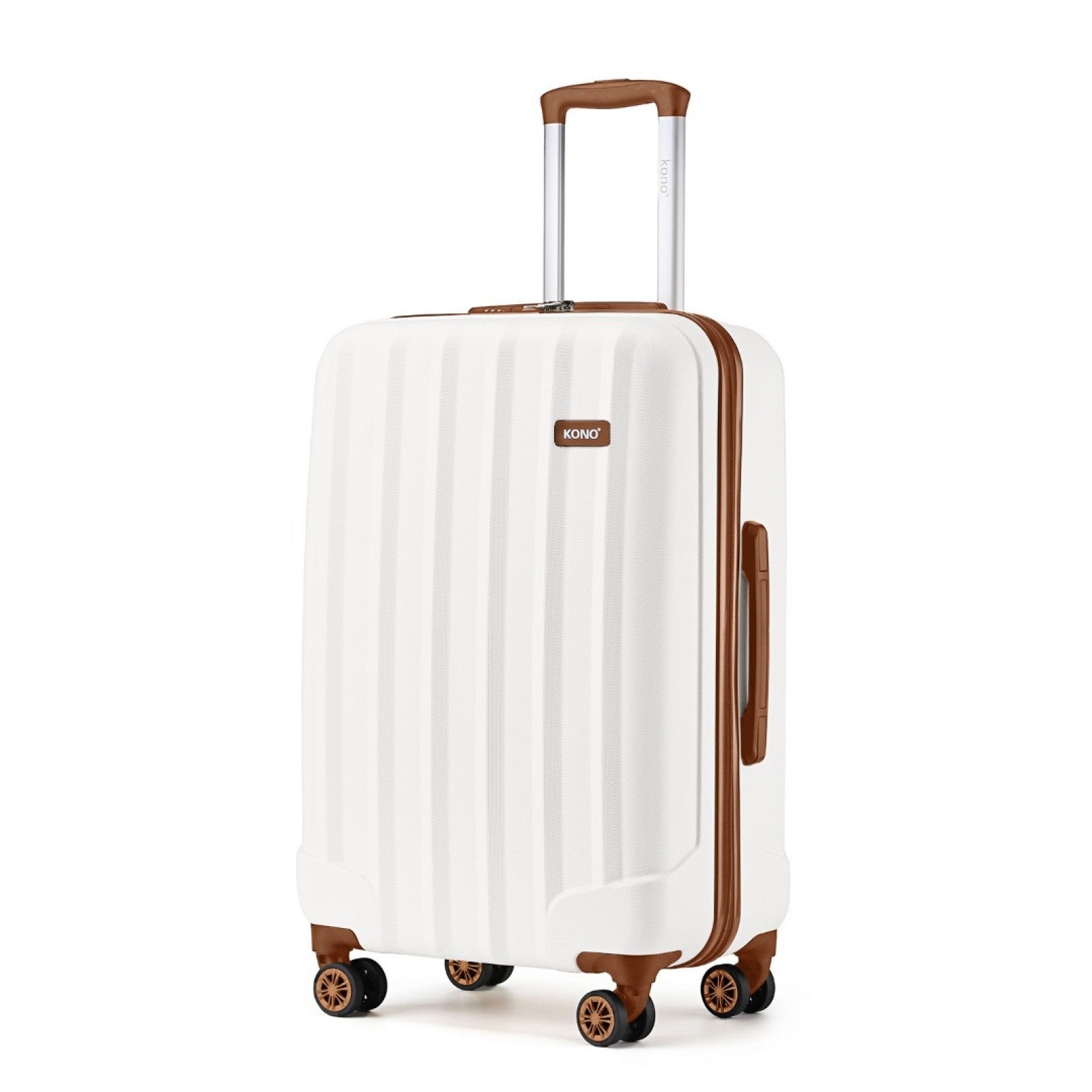 Kono 28 Inch Striped ABS+PC Hard Shell Luggage with 360-Degree Spinner Wheels - Cream
