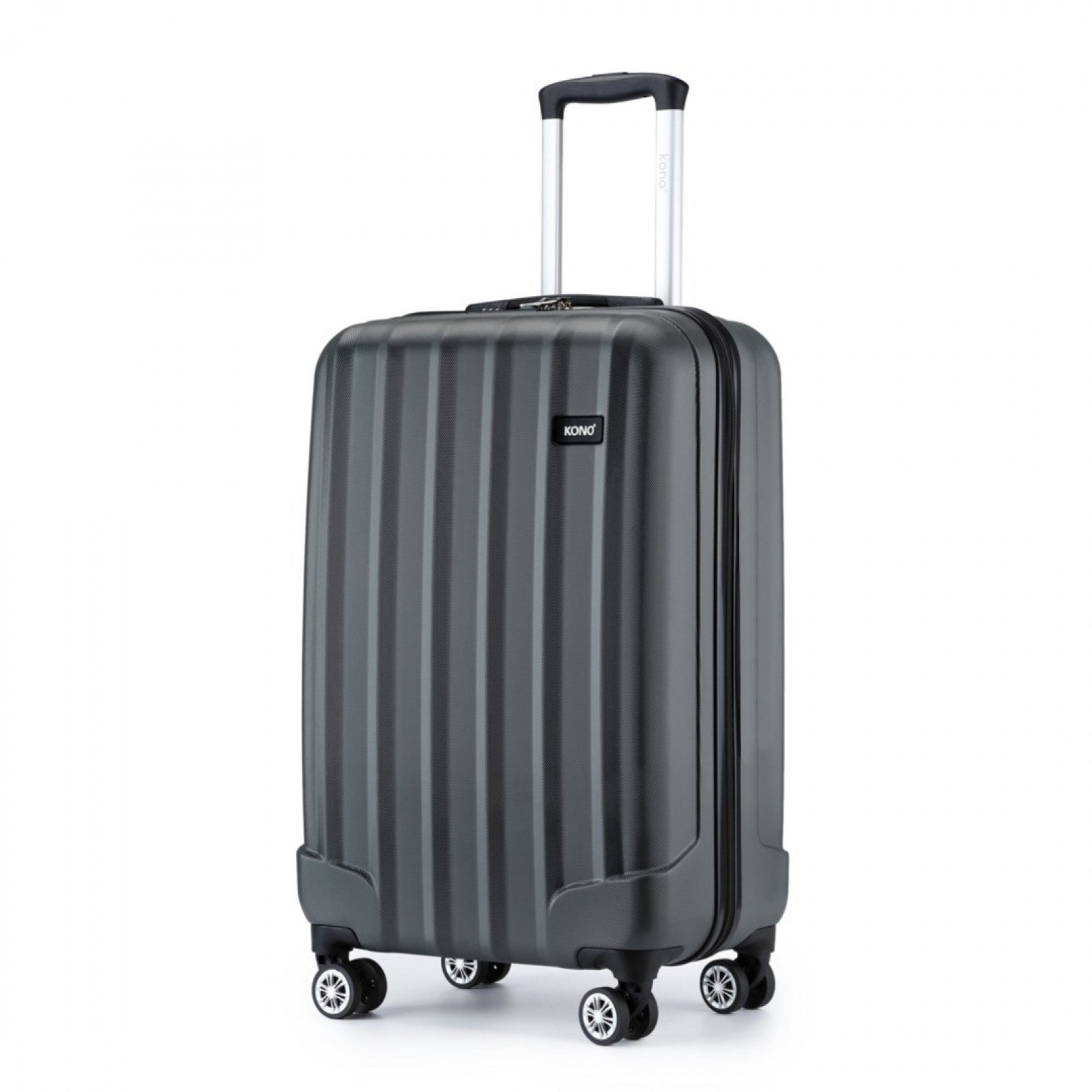 Kono 19 Inch Cabin Size ABS+PC Hard Shell Luggage with Vertical Stripes - Ideal for Carry-On - Grey