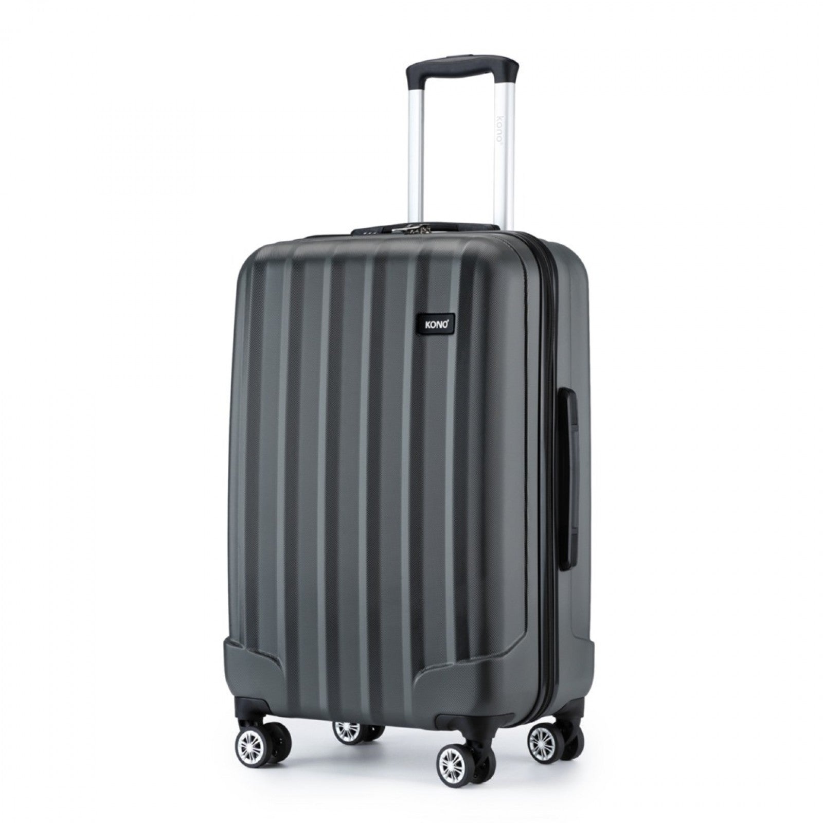 Kono 28 Inch Striped ABS+PC Hard Shell Luggage with 360-Degree Spinner Wheels - Grey