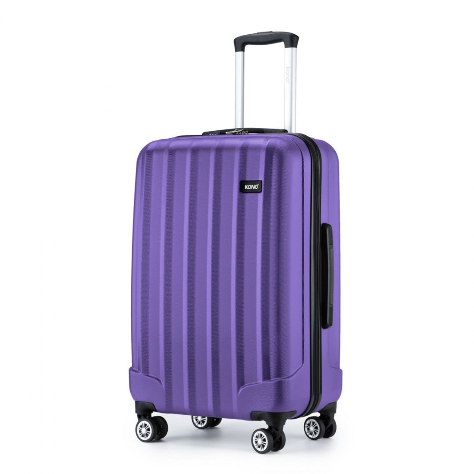 Kono 28 Inch Striped ABS+PC Hard Shell Luggage with 360-Degree Spinner Wheels - Purple