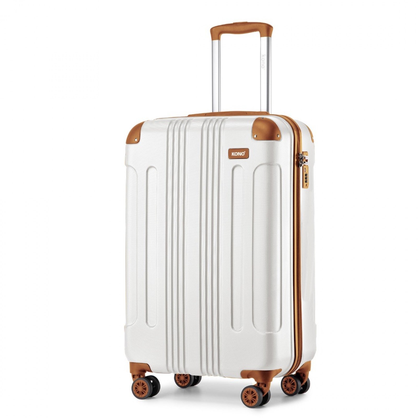 Kono 19 Inch ABS Lightweight Compact Hard Shell Cabin Suitcase Travel Carry-On Luggage - Cream