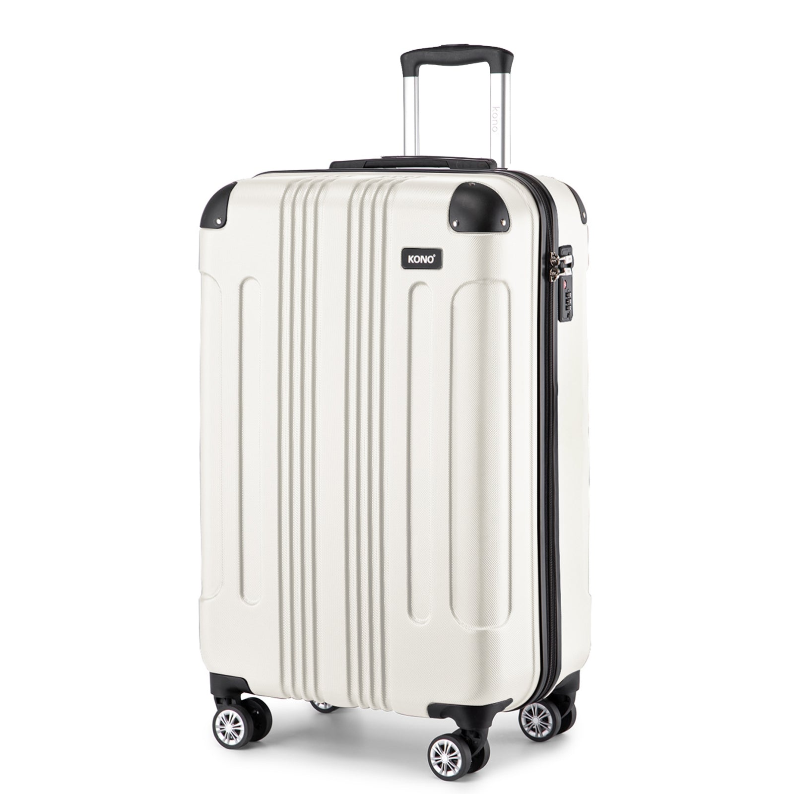Kono 28 Inch ABS Lightweight Compact Hard Shell Travel Luggage For Extended Journeys - Beige