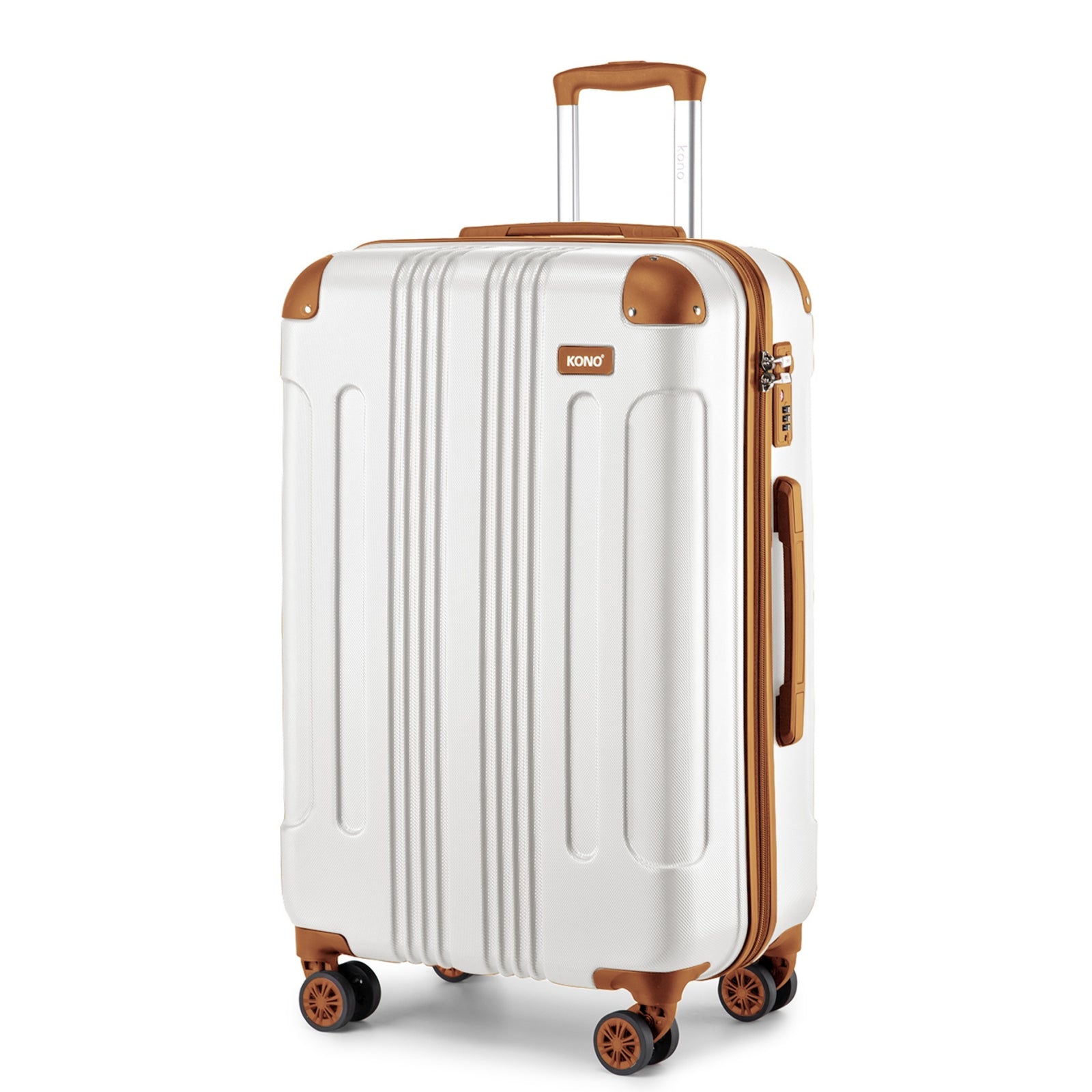 Kono 28 Inch ABS Lightweight Compact Hard Shell Travel Luggage For Extended Journeys - Cream