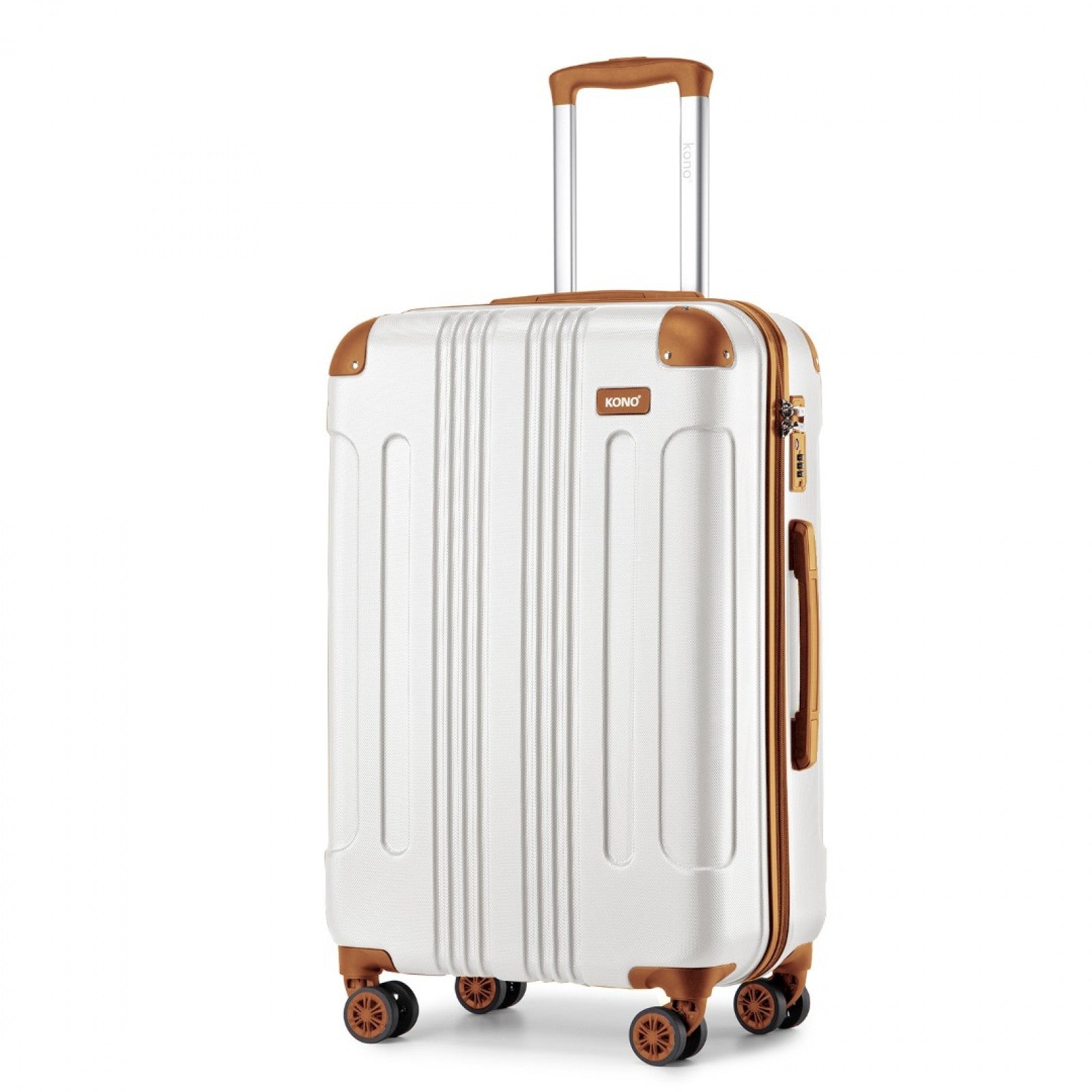 Kono 24 Inch ABS Lightweight Compact Hard Shell Travel Luggage For Extended Journeys - Cream