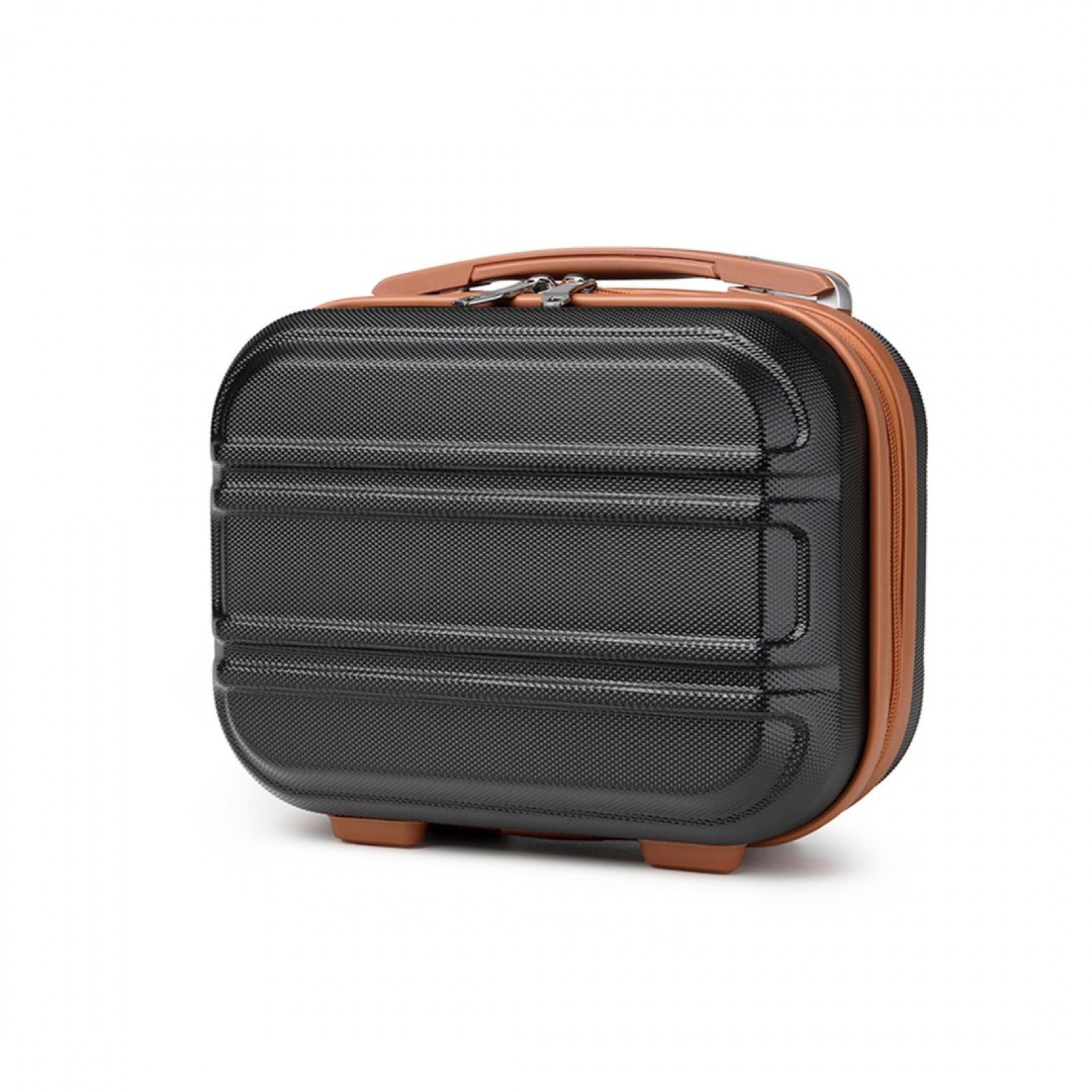 Kono 12 Inch Lightweight Hard Shell ABS Vanity Case - Black And Brown