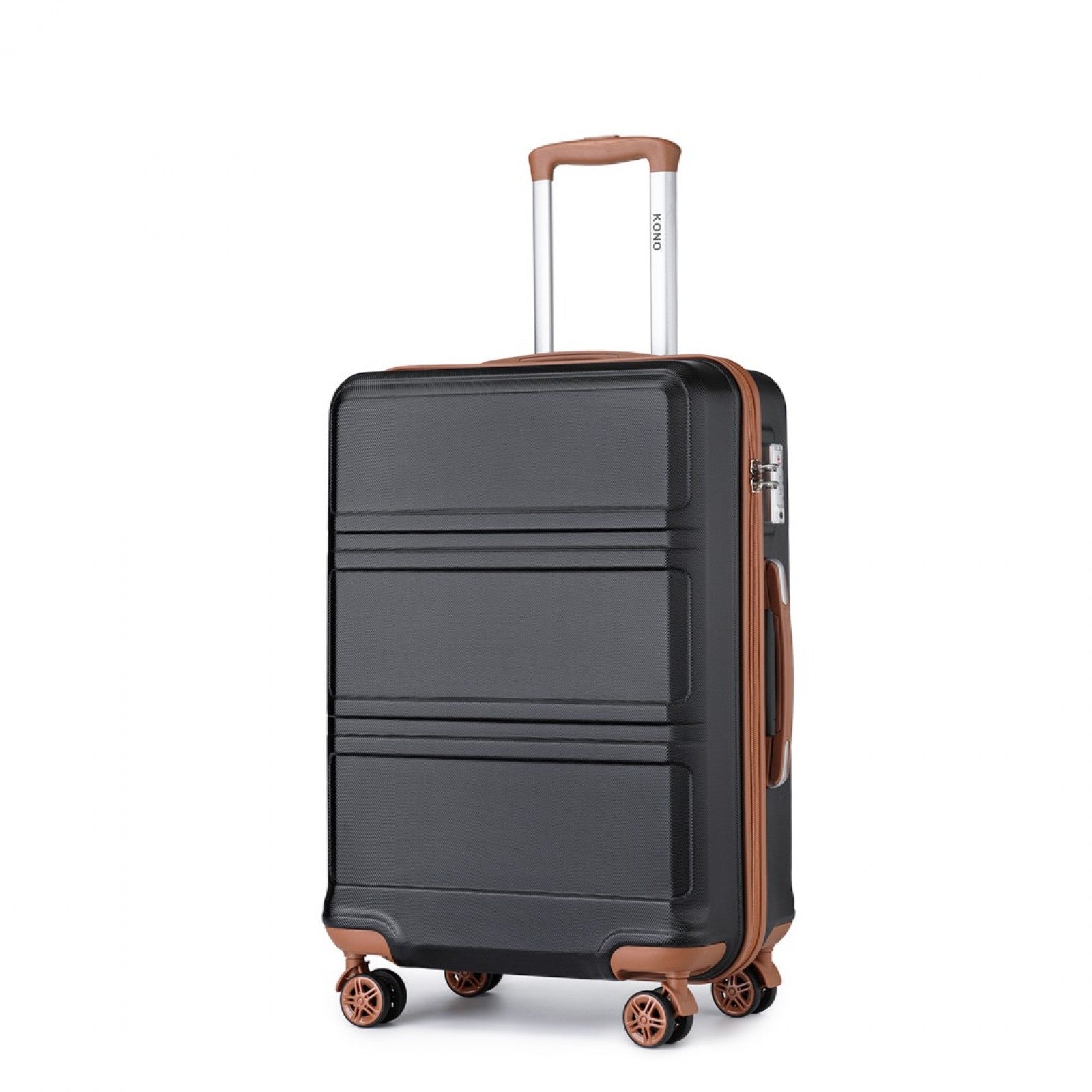 Kono ABS 20 Inch Sculpted Horizontal Design Cabin Luggage - Black And Brown
