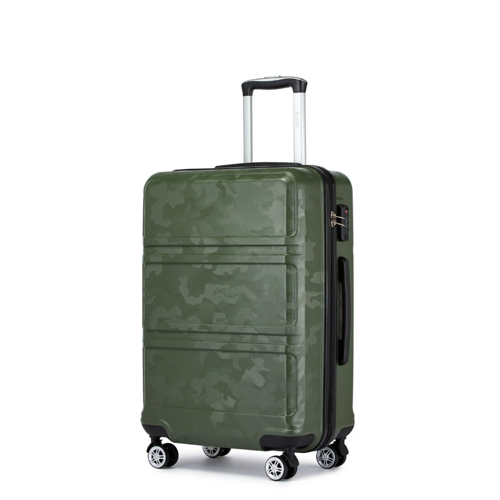 Kono ABS 20 Inch Sculpted Horizontal Design Cabin Luggage - Camouflage Green And Black