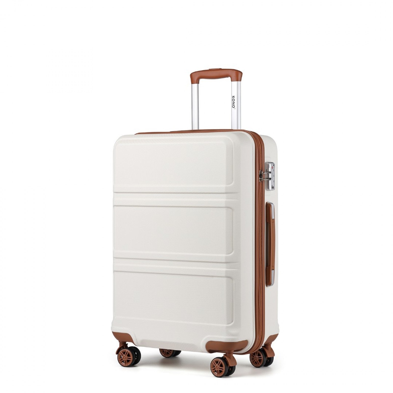 Kono ABS 20 Inch Sculpted Horizontal Design Cabin Luggage - Cream