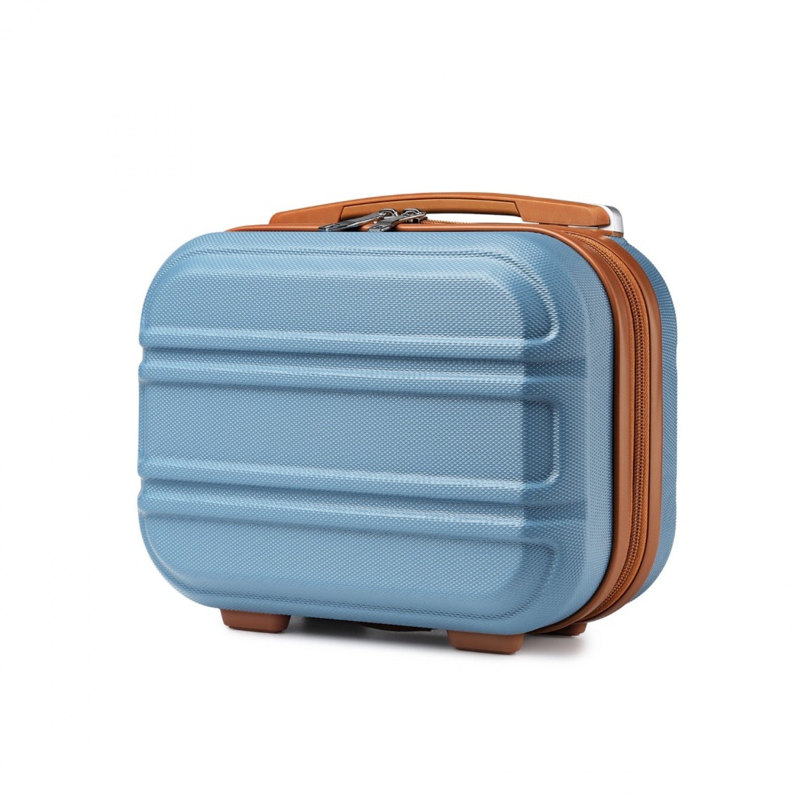 Kono 12 Inch Lightweight Hard Shell ABS Vanity Case - Grayish Blue And Brown