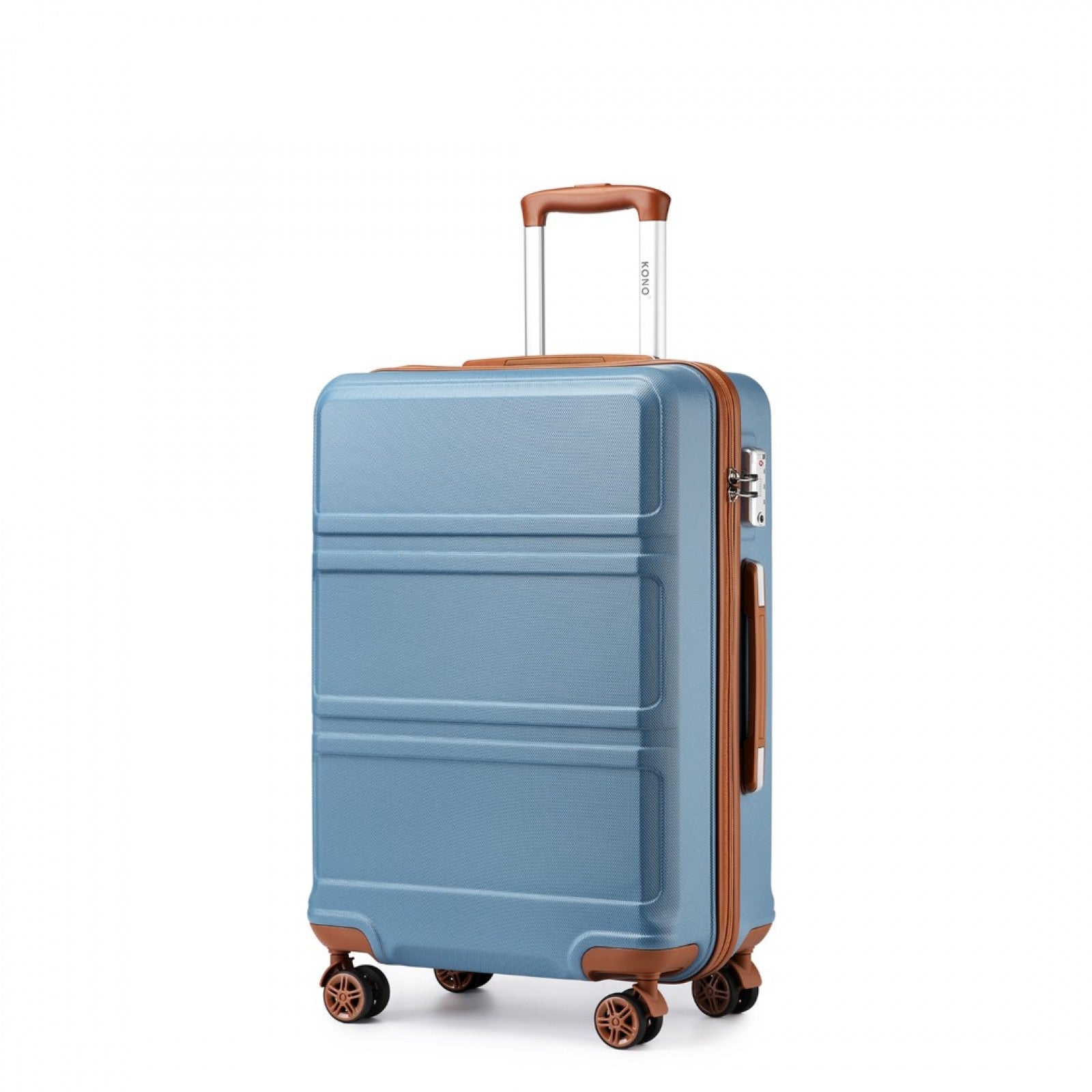 Kono ABS 28 Inch Sculpted Horizontal Design Suitcase - Grayish Blue And Brown