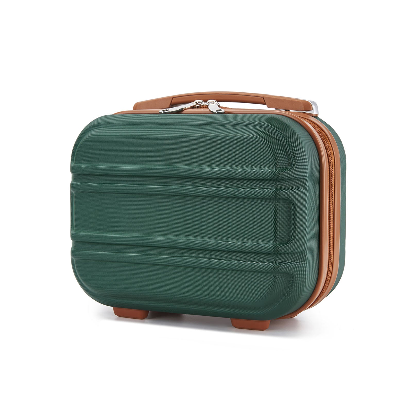 Kono 12 Inch Lightweight Hard Shell ABS Vanity Case - Green And Brown
