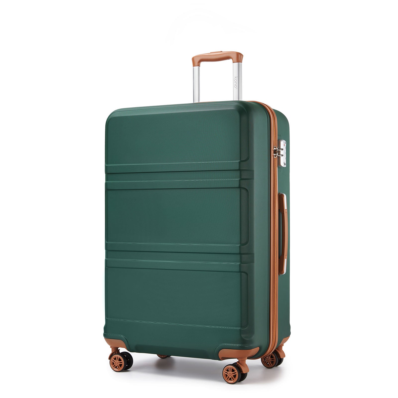 Kono ABS 28 Inch Sculpted Horizontal Design Suitcase - Green And Brown