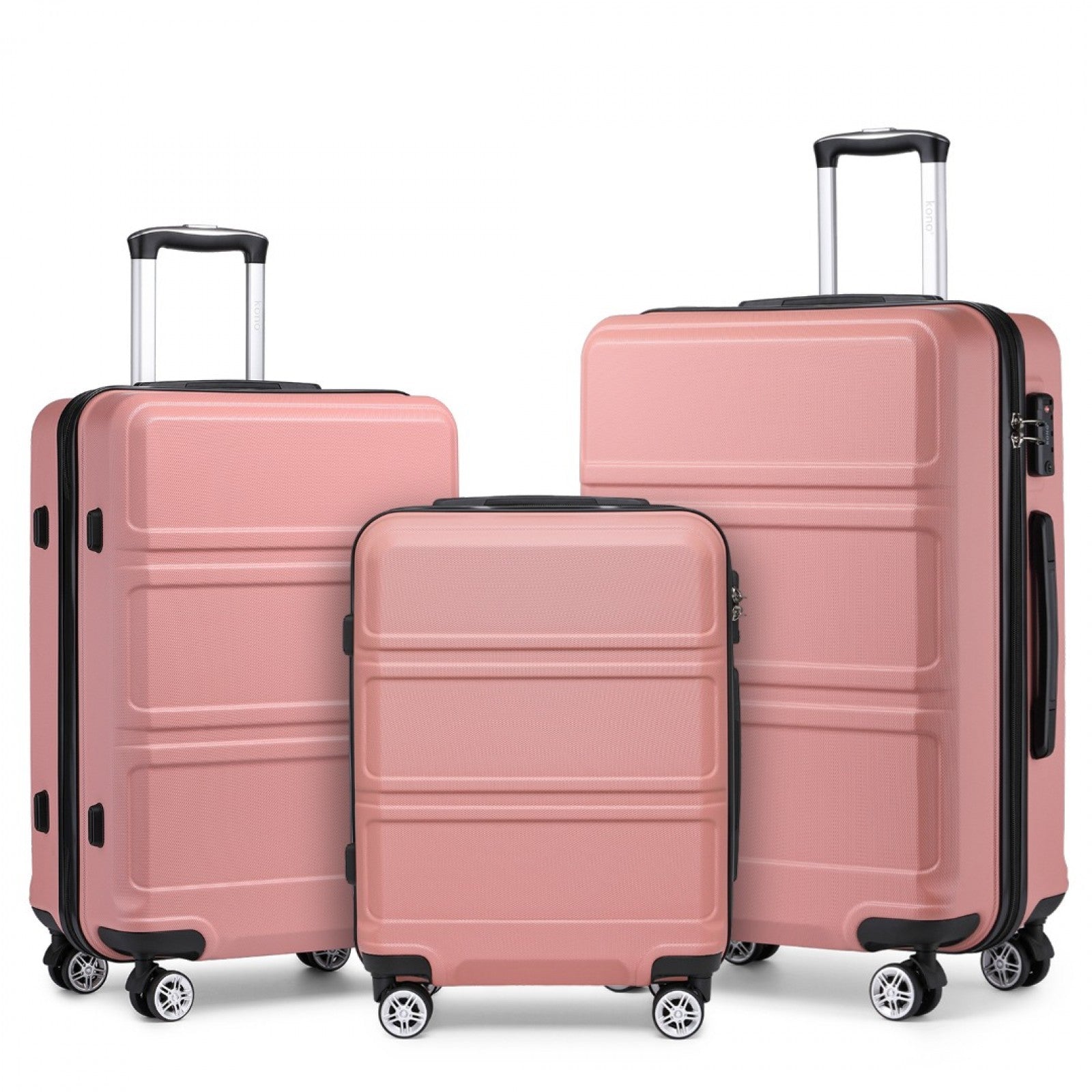 Kono ABS Sculpted Horizontal Design 3 Piece Suitcase Set - Nude