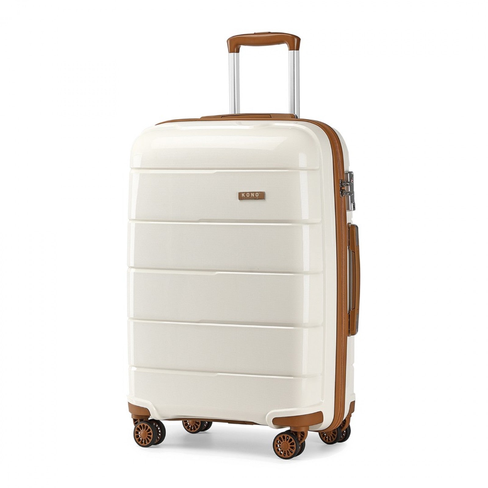 KONO 20 INCH CABIN SIZE HARD SHELL PP SUITCASE - CREAM
