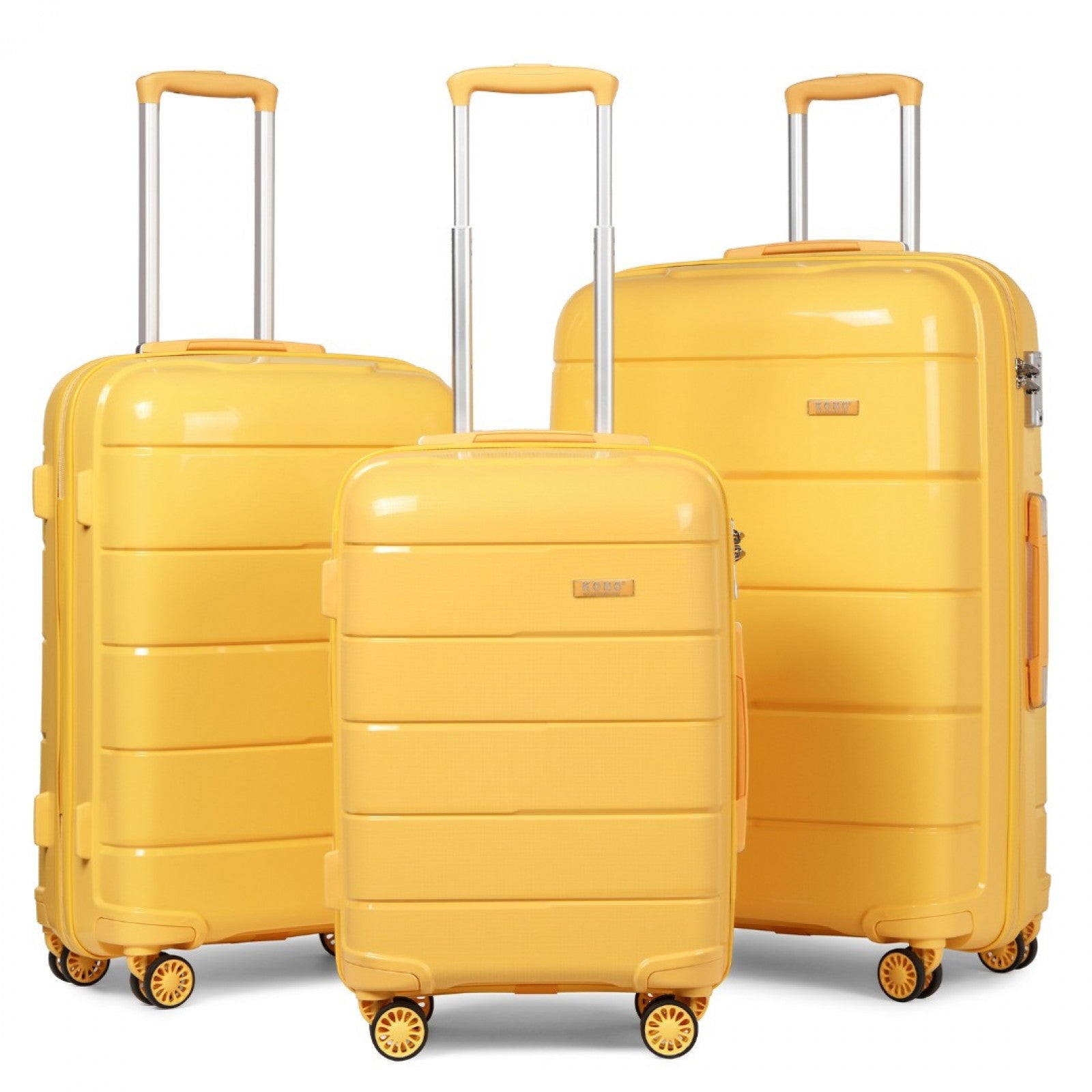 KONO 20-24-28” HARD SHELL PP SUITCASE SET - YELLOW