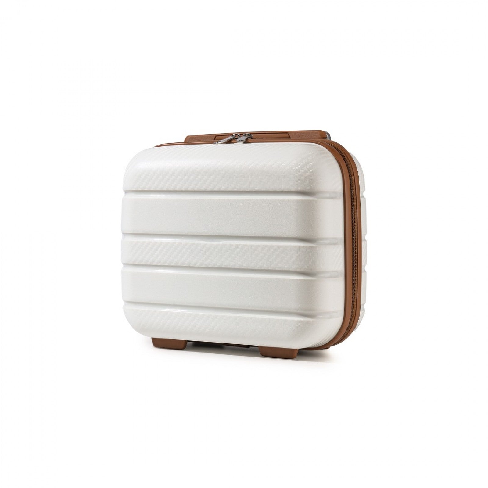 Kono 14 Inch Multi Texture Hard Shell PP Vanity Case - Classic Collection - Cream