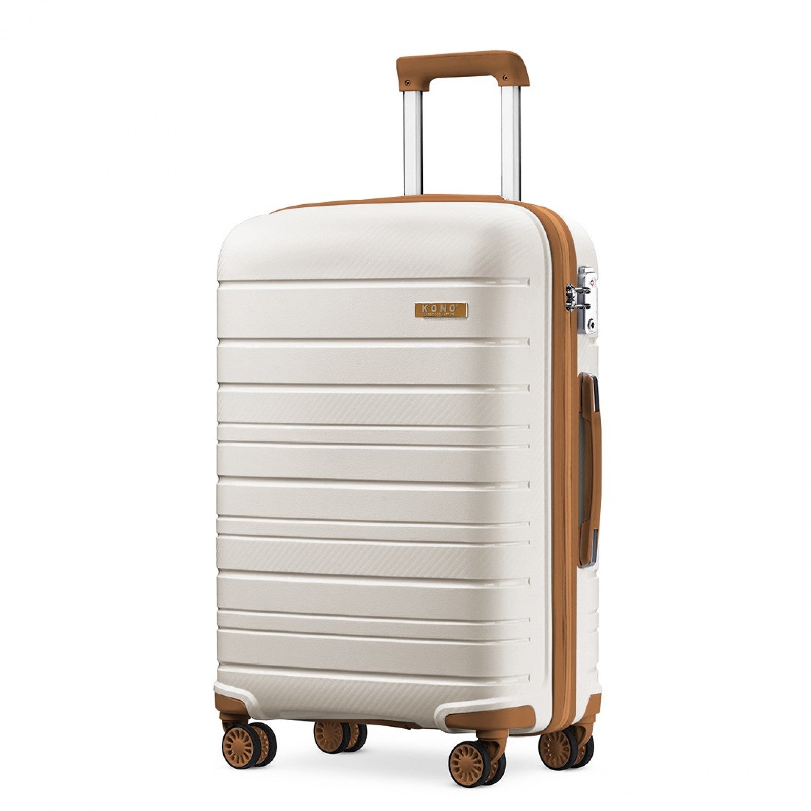 Kono 20 Inch Multi Texture Hard Shell PP Suitcase - Classic Collection - Cream